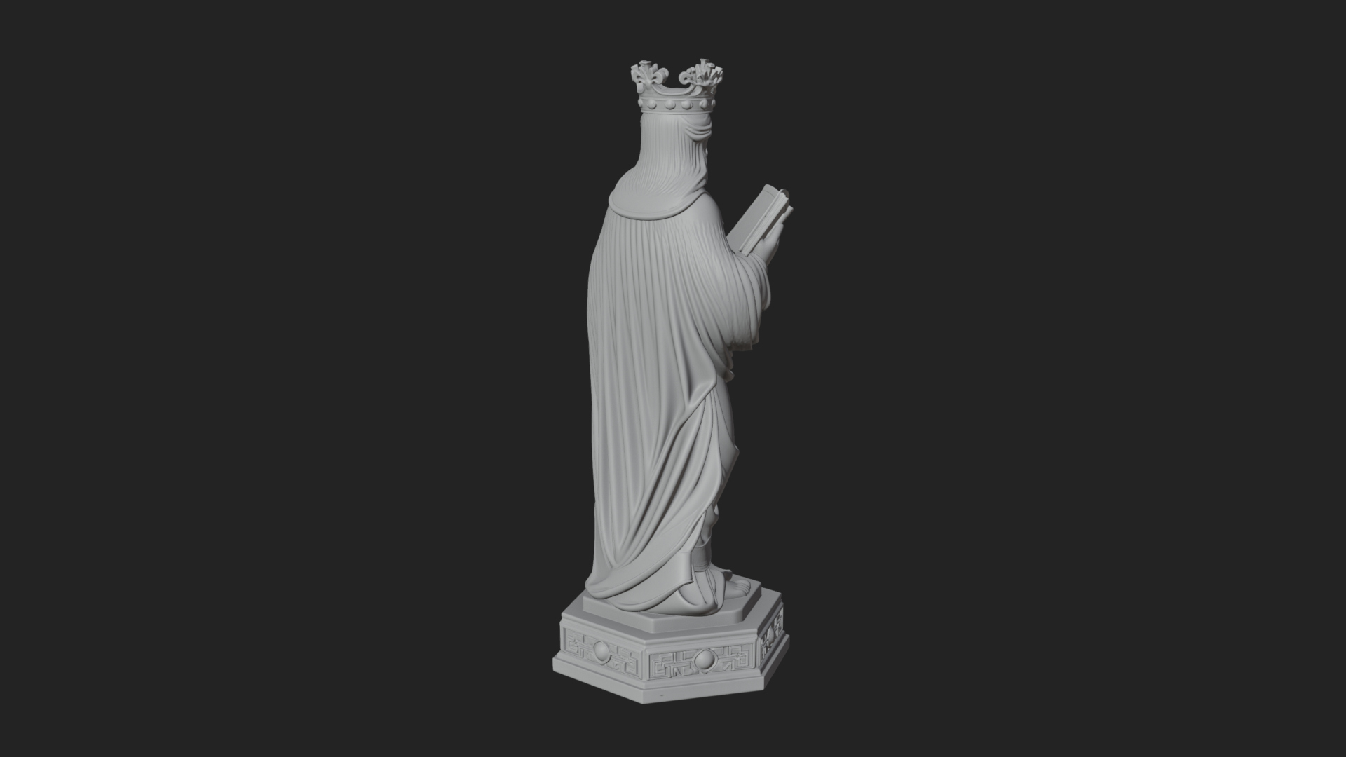 Crowned Saint with Book Statue Design 2 3D Print Model 3D Model