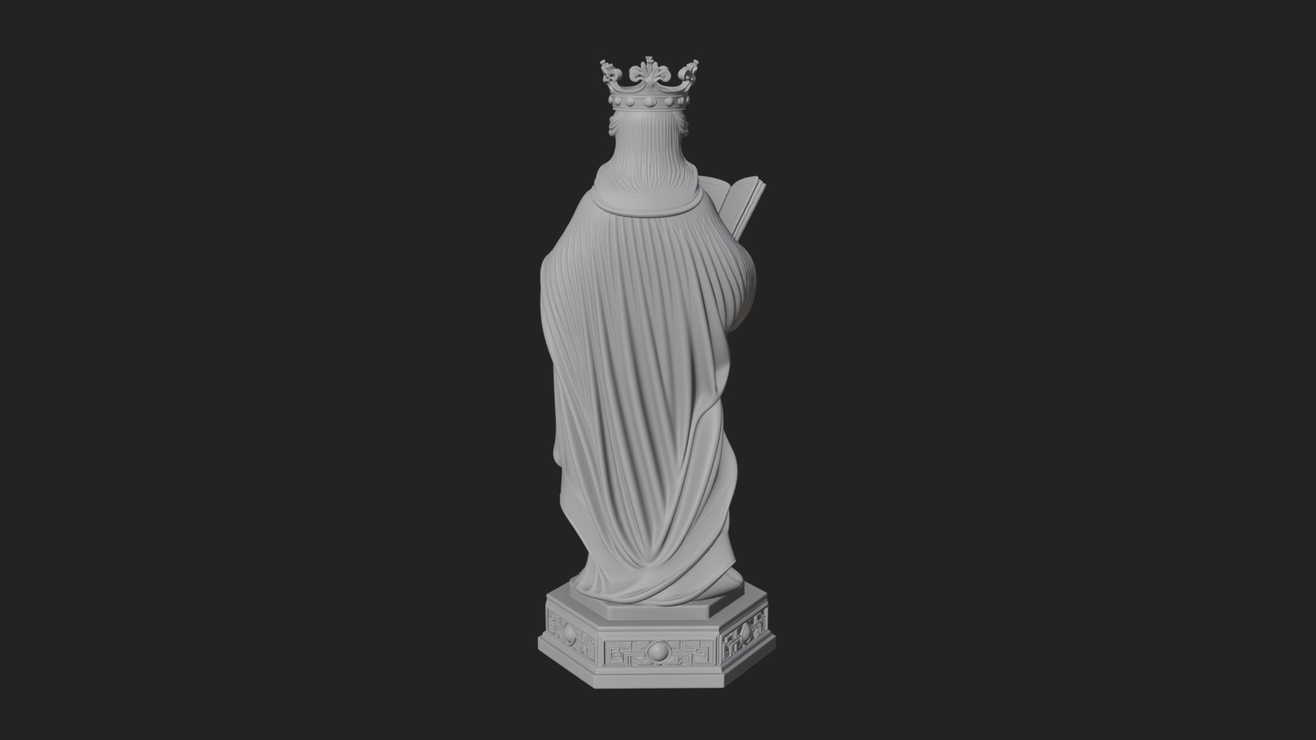 Crowned Saint with Book Statue Design 2 3D Print Model 3D Model