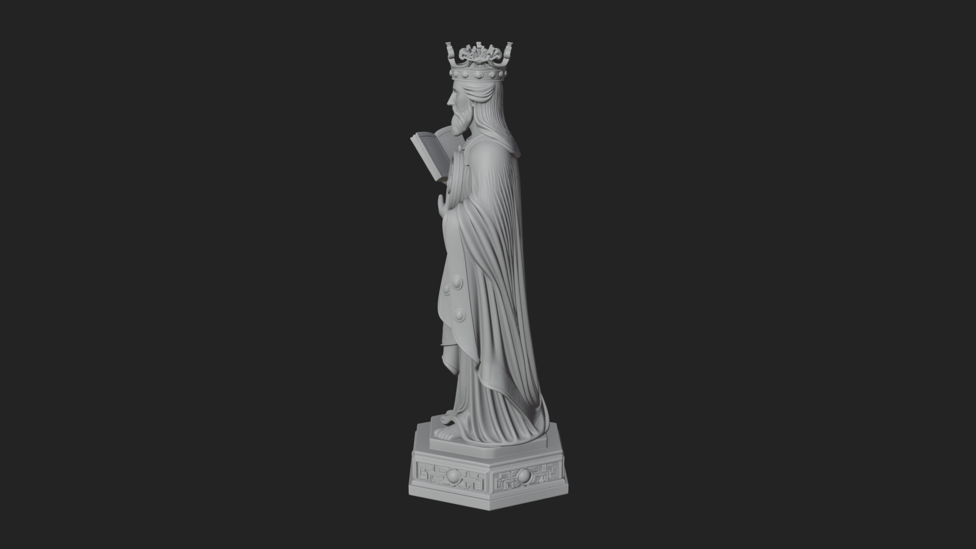 Crowned Saint with Book Statue Design 2 3D Print Model 3D Model