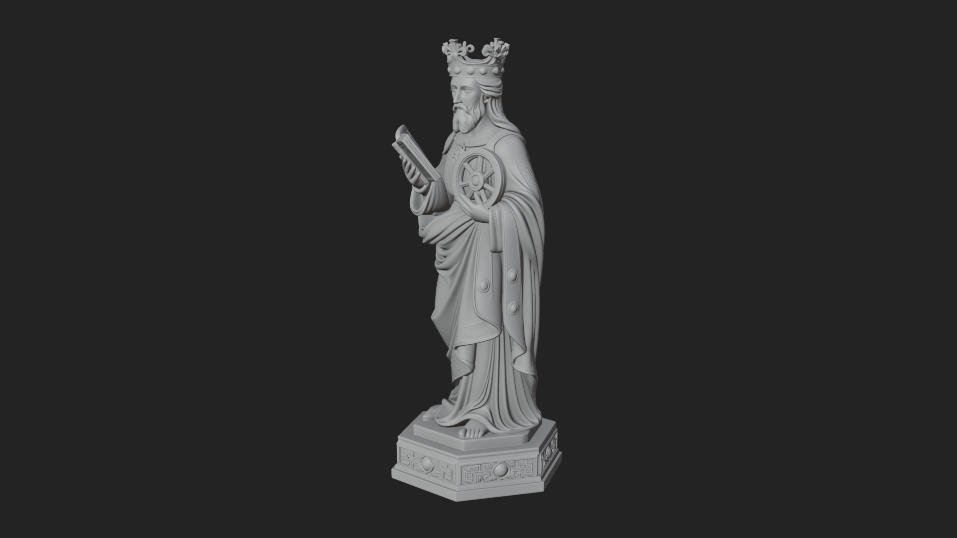 Crowned Saint with Book Statue Design 2 3D Print Model 3D Model