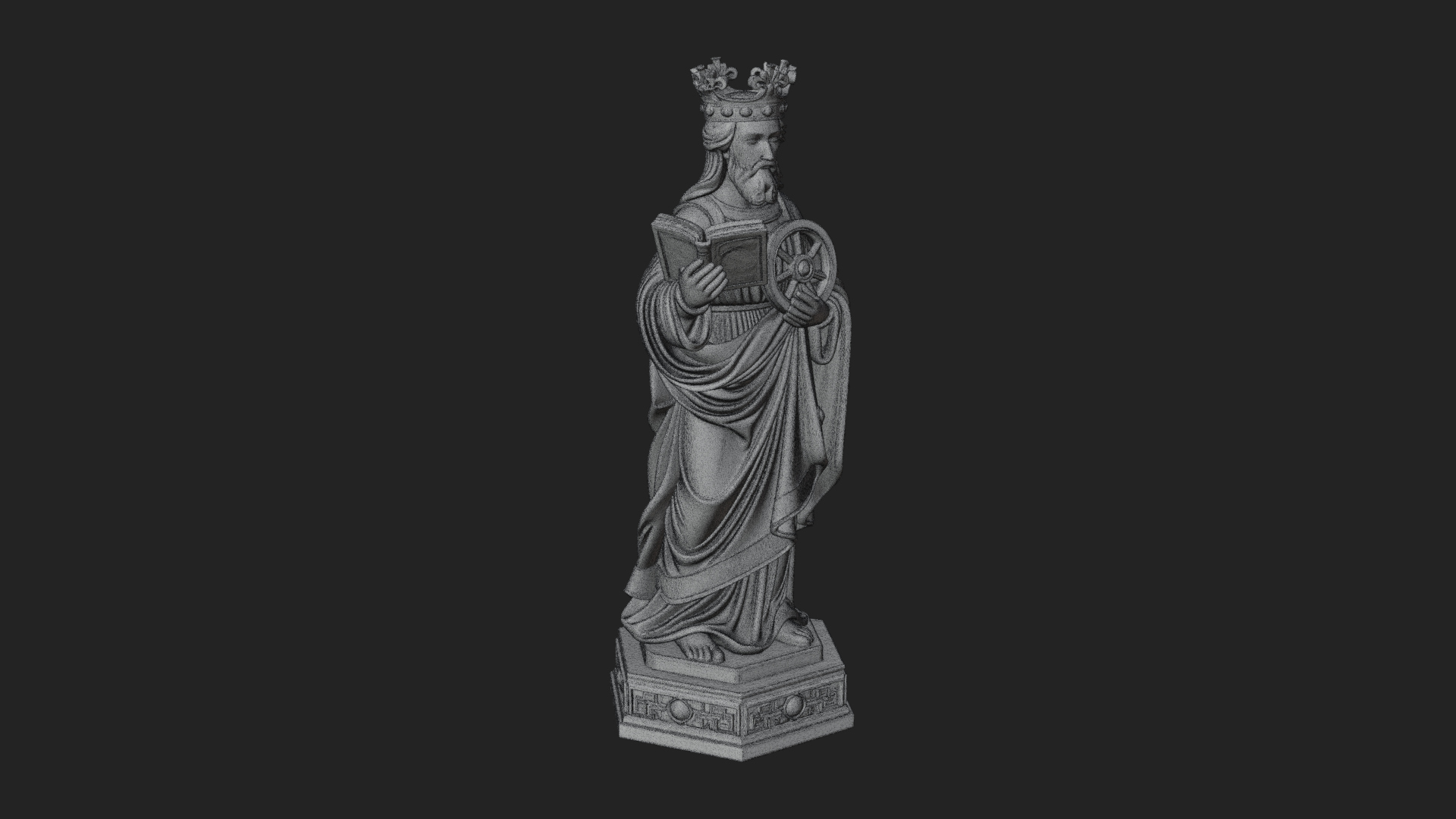 Crowned Saint with Book Statue Design 2 3D Print Model 3D Model