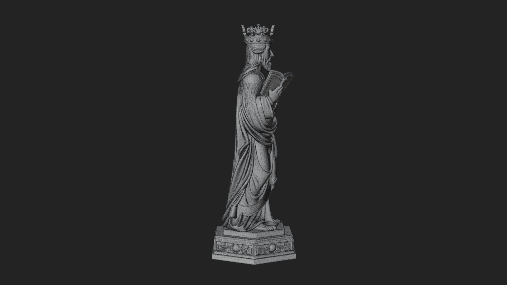Crowned Saint with Book Statue Design 2 3D Print Model 3D Model