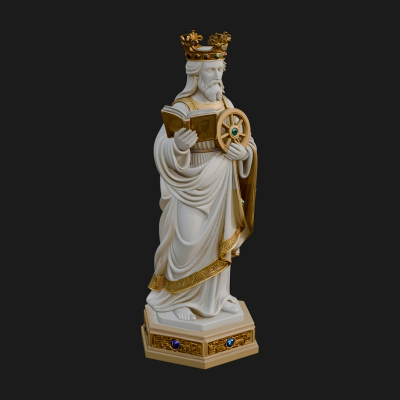 Crowned Saint with Book Statue Design 2 3D Print Model