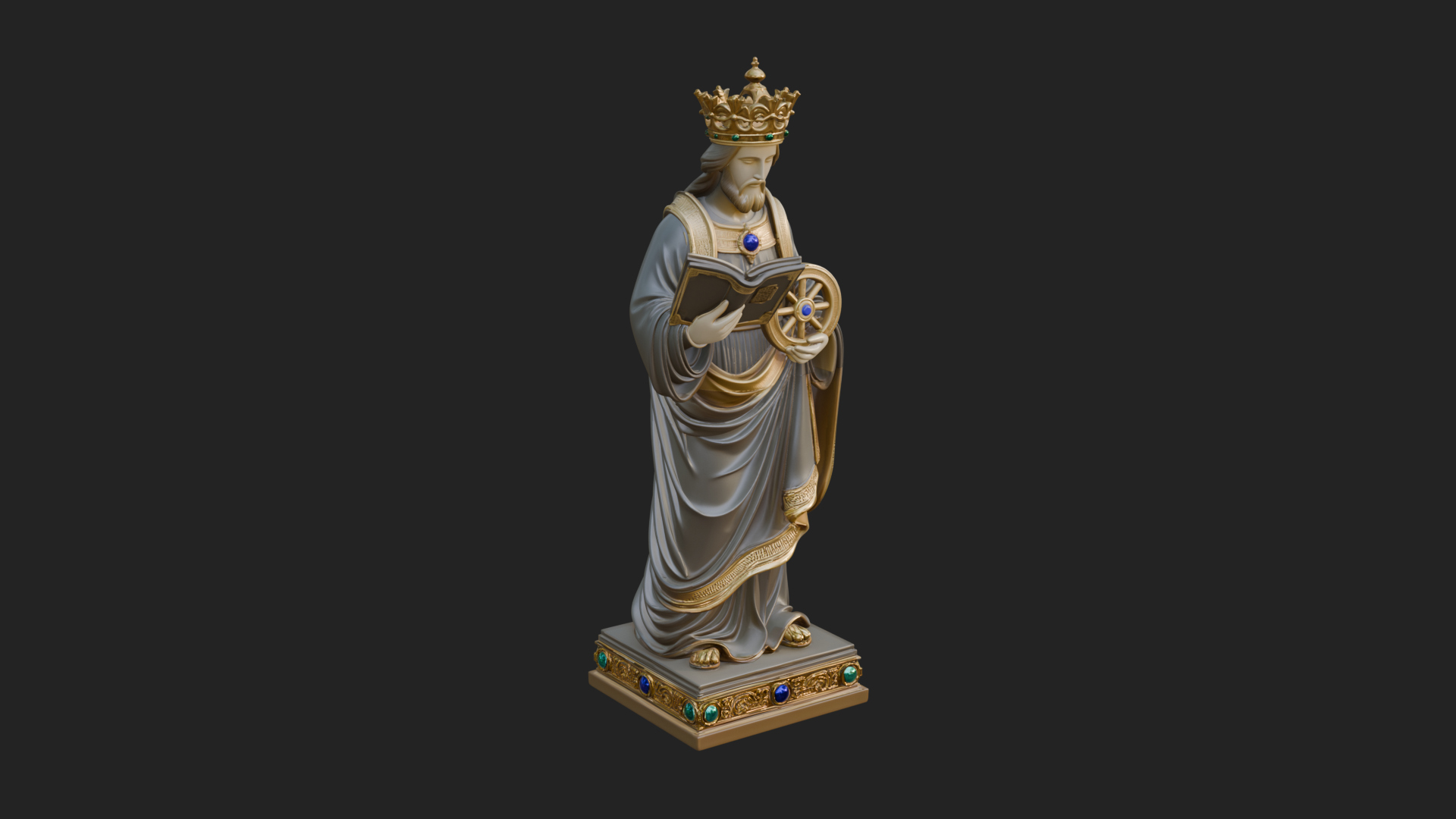 Crowned Saint With Book Statue Design 3 3D Print Model 3D Model