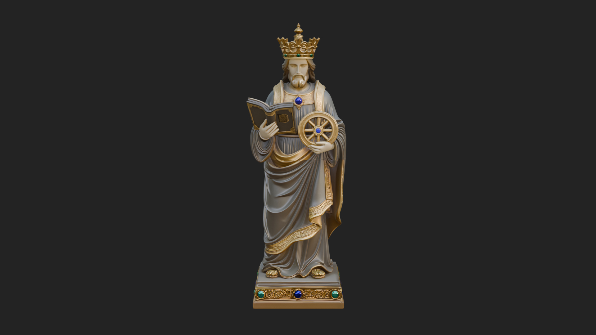 Crowned Saint With Book Statue Design 3 3D Print Model 3D Model
