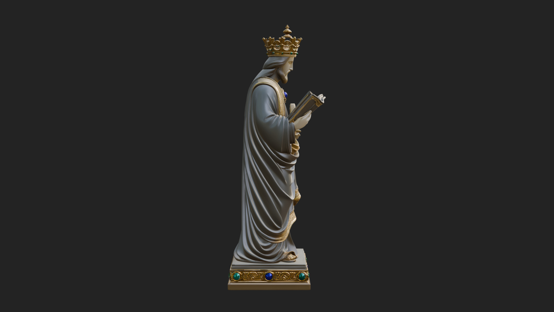 Crowned Saint With Book Statue Design 3 3D Print Model 3D Model