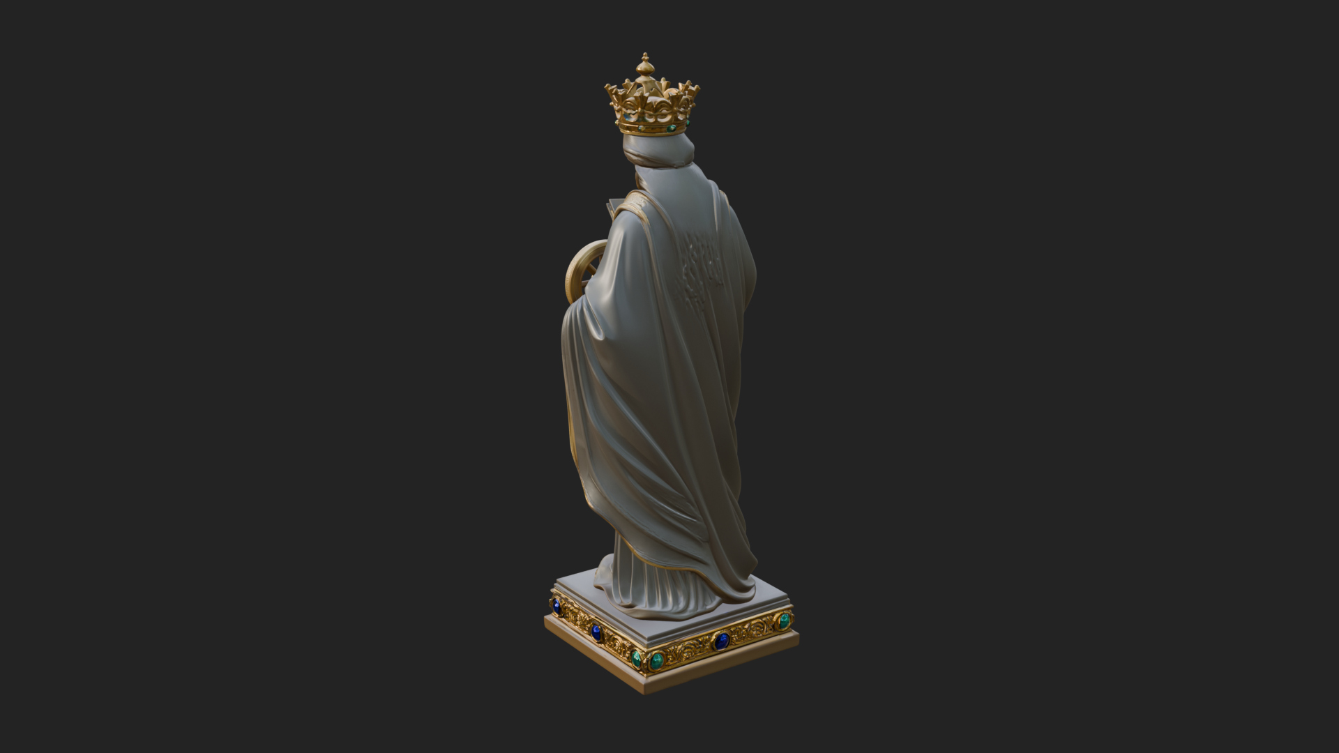 Crowned Saint With Book Statue Design 3 3D Print Model 3D Model