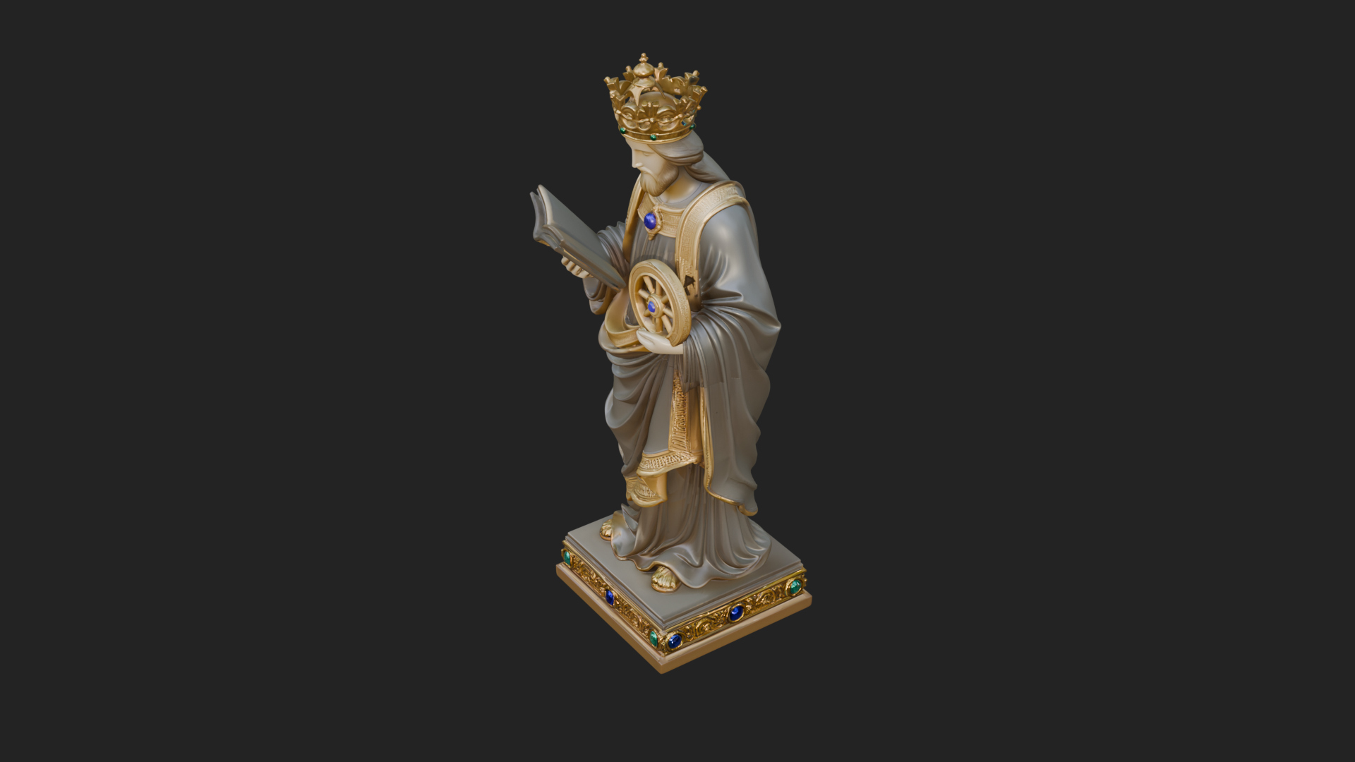 Crowned Saint With Book Statue Design 3 3D Print Model 3D Model