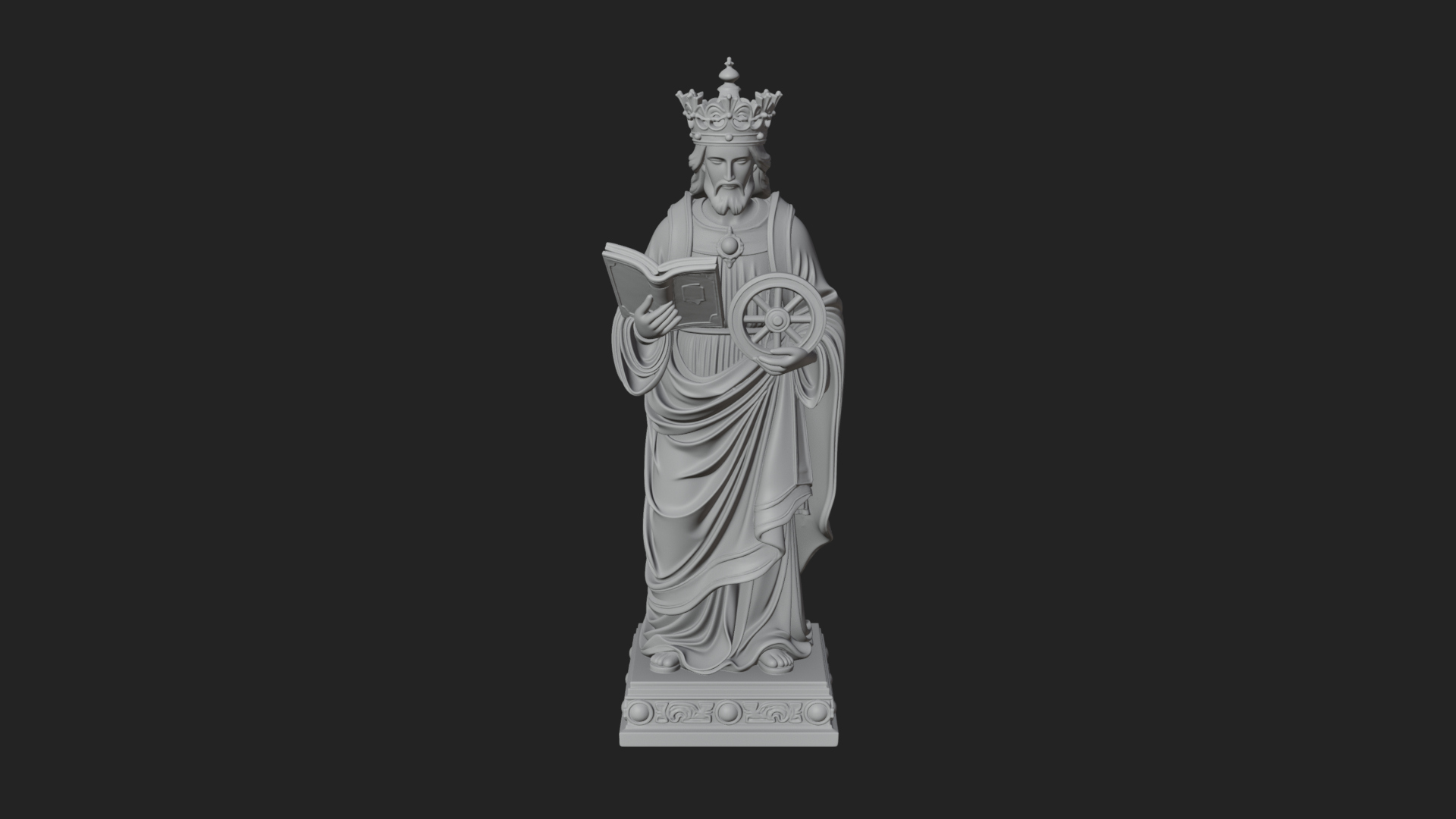 Crowned Saint With Book Statue Design 3 3D Print Model 3D Model