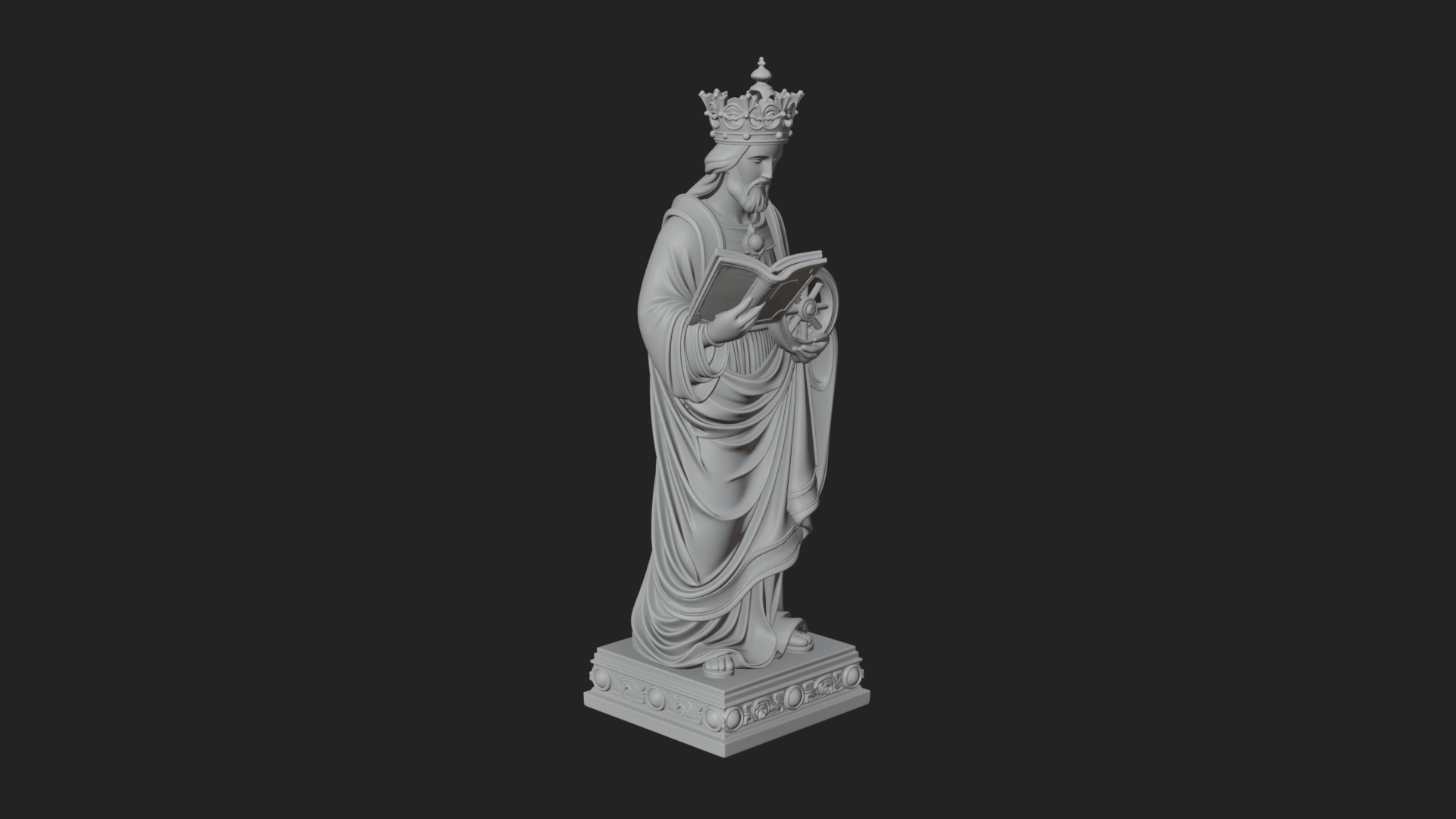 Crowned Saint With Book Statue Design 3 3D Print Model 3D Model