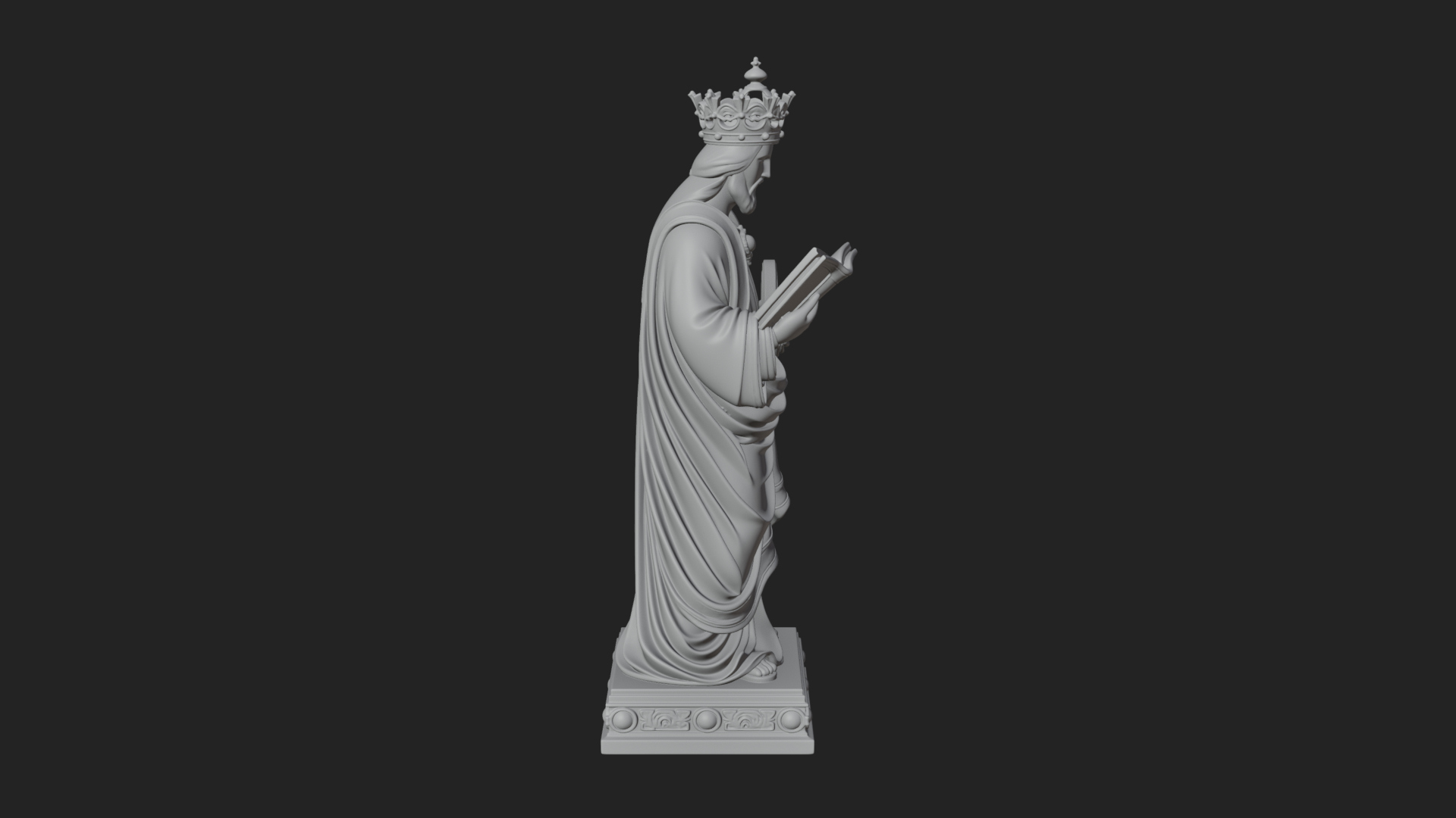 Crowned Saint With Book Statue Design 3 3D Print Model 3D Model