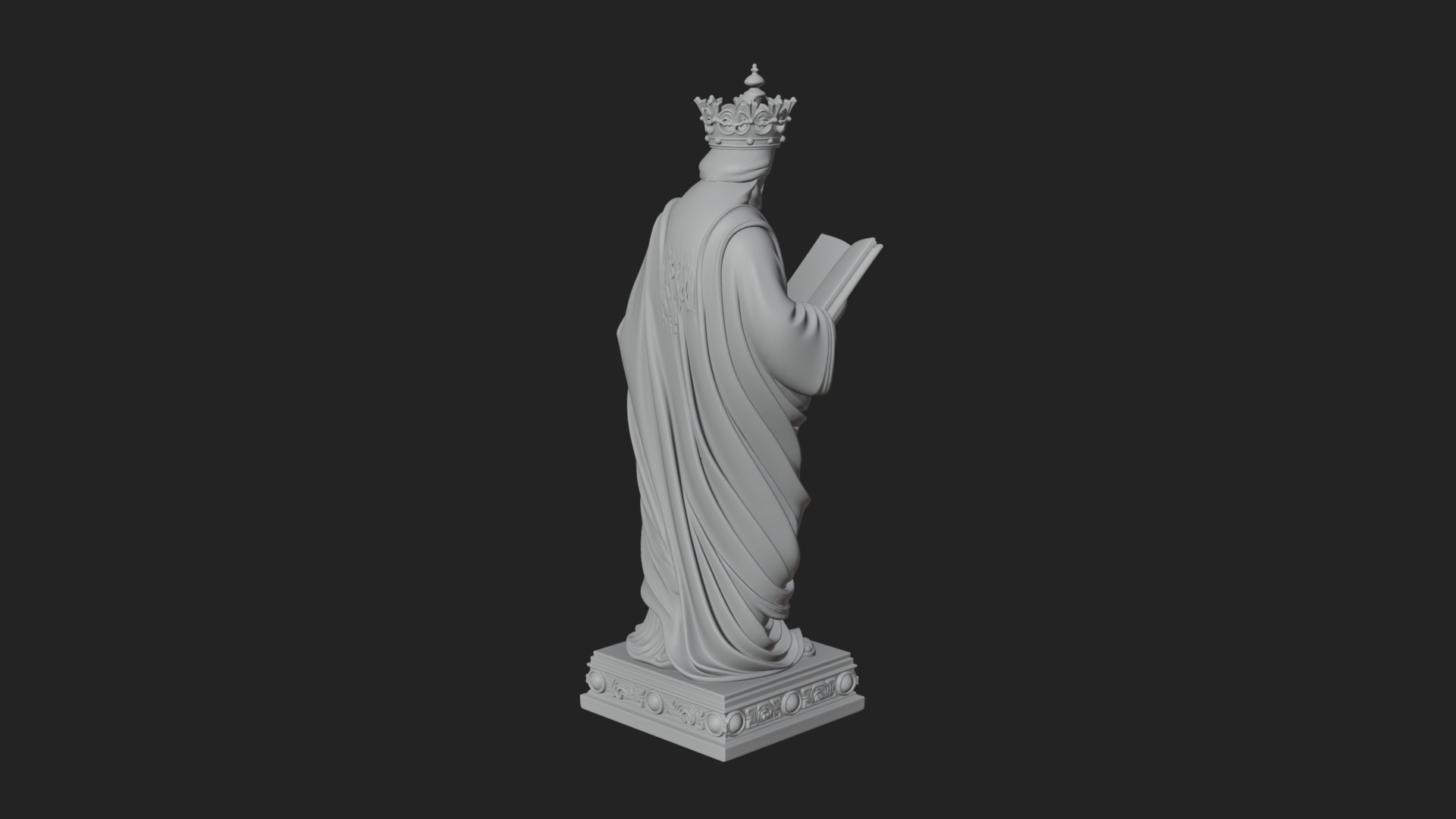 Crowned Saint With Book Statue Design 3 3D Print Model 3D Model