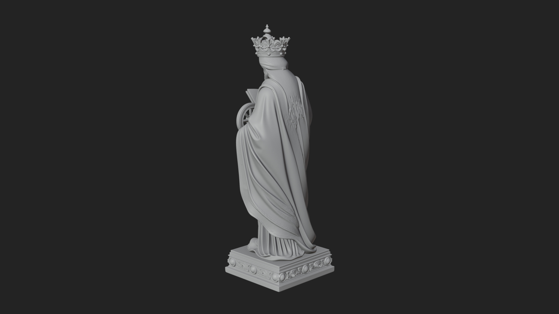 Crowned Saint With Book Statue Design 3 3D Print Model 3D Model