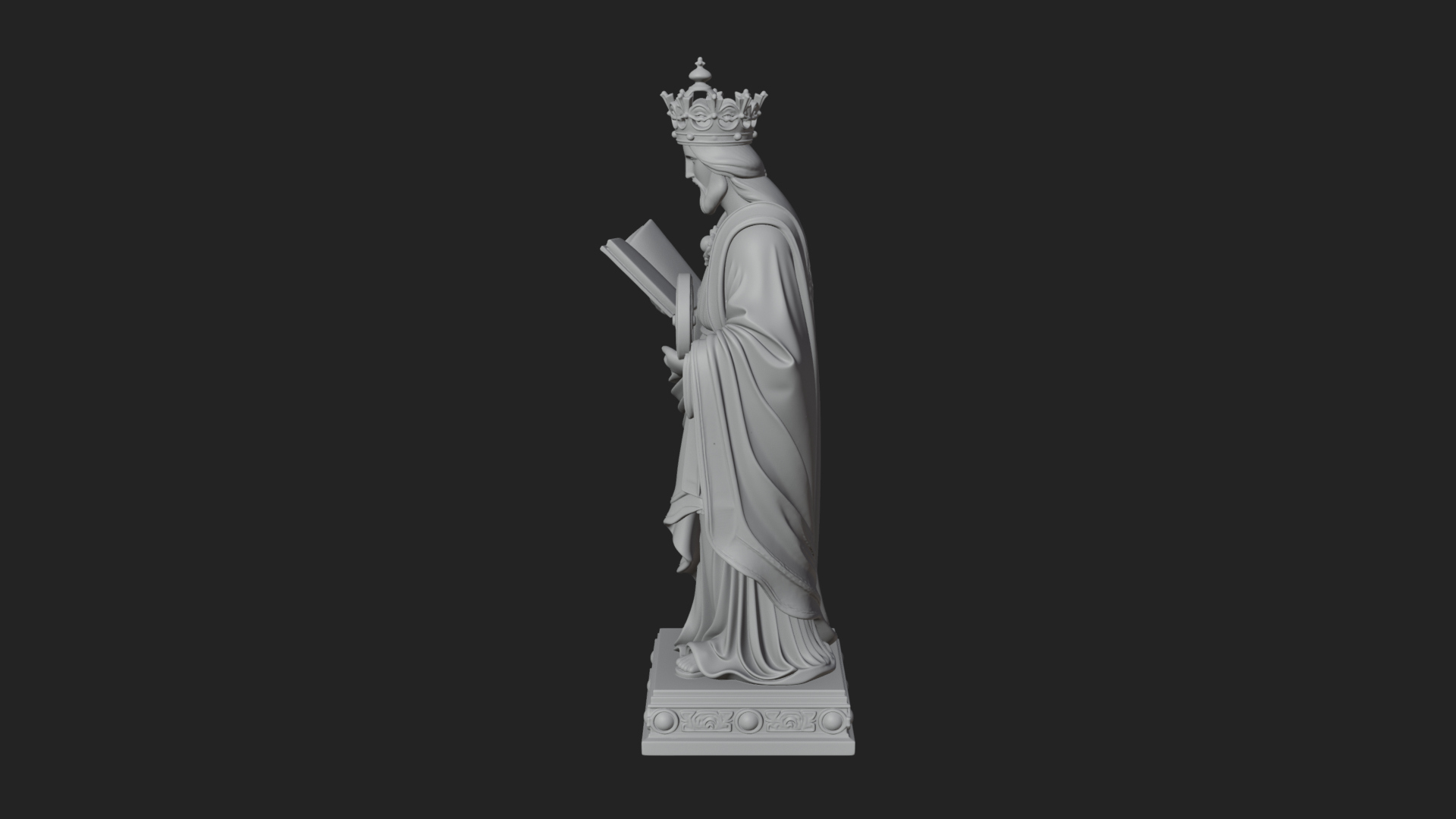 Crowned Saint With Book Statue Design 3 3D Print Model 3D Model