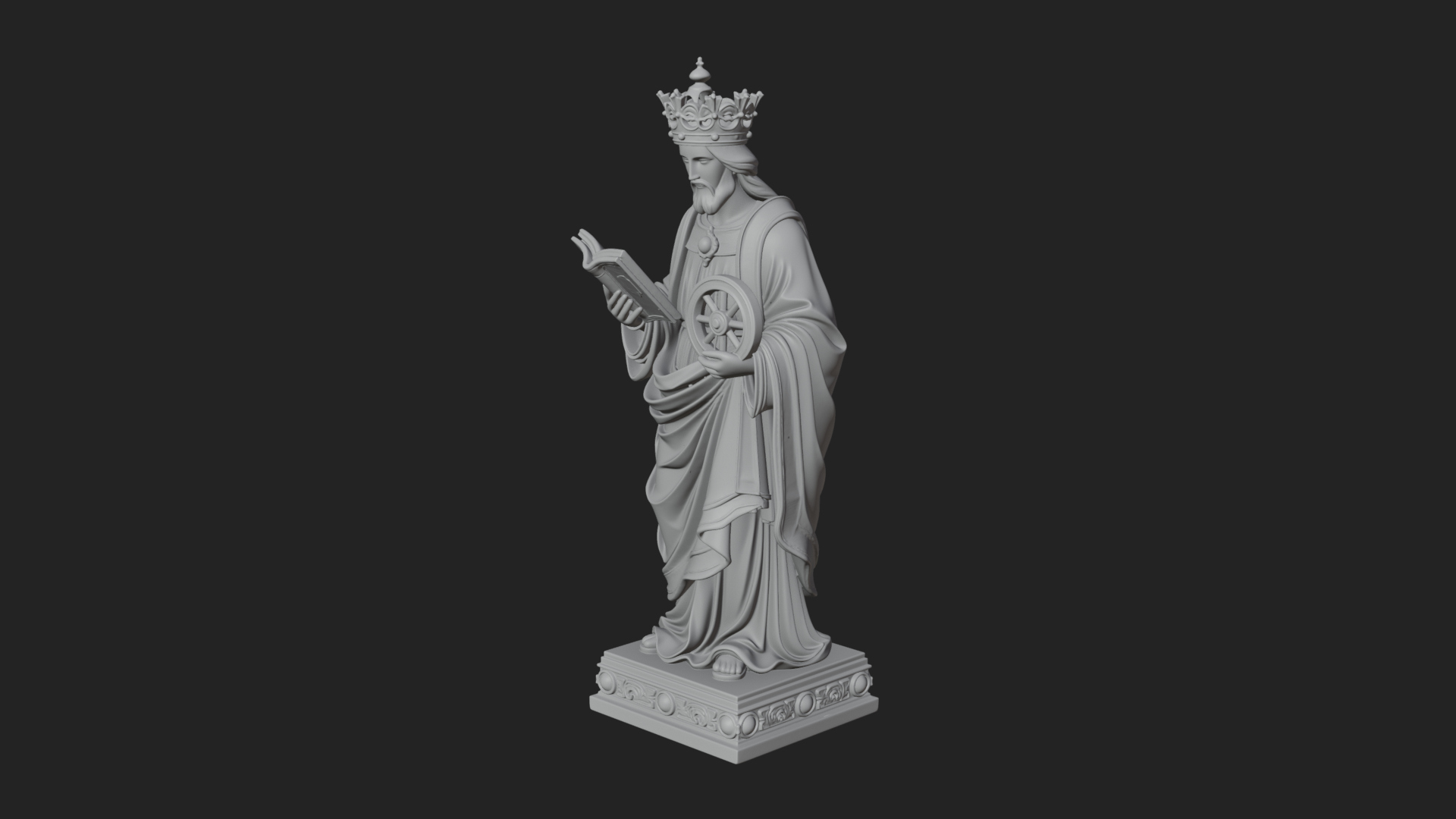 Crowned Saint With Book Statue Design 3 3D Print Model 3D Model