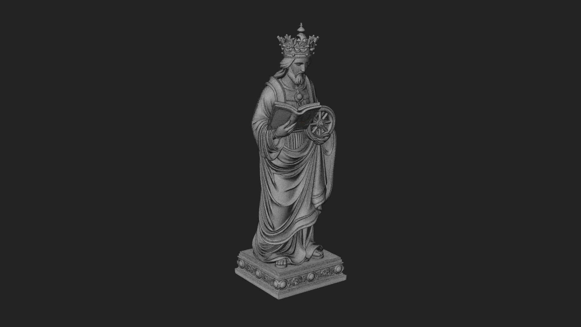 Crowned Saint With Book Statue Design 3 3D Print Model 3D Model