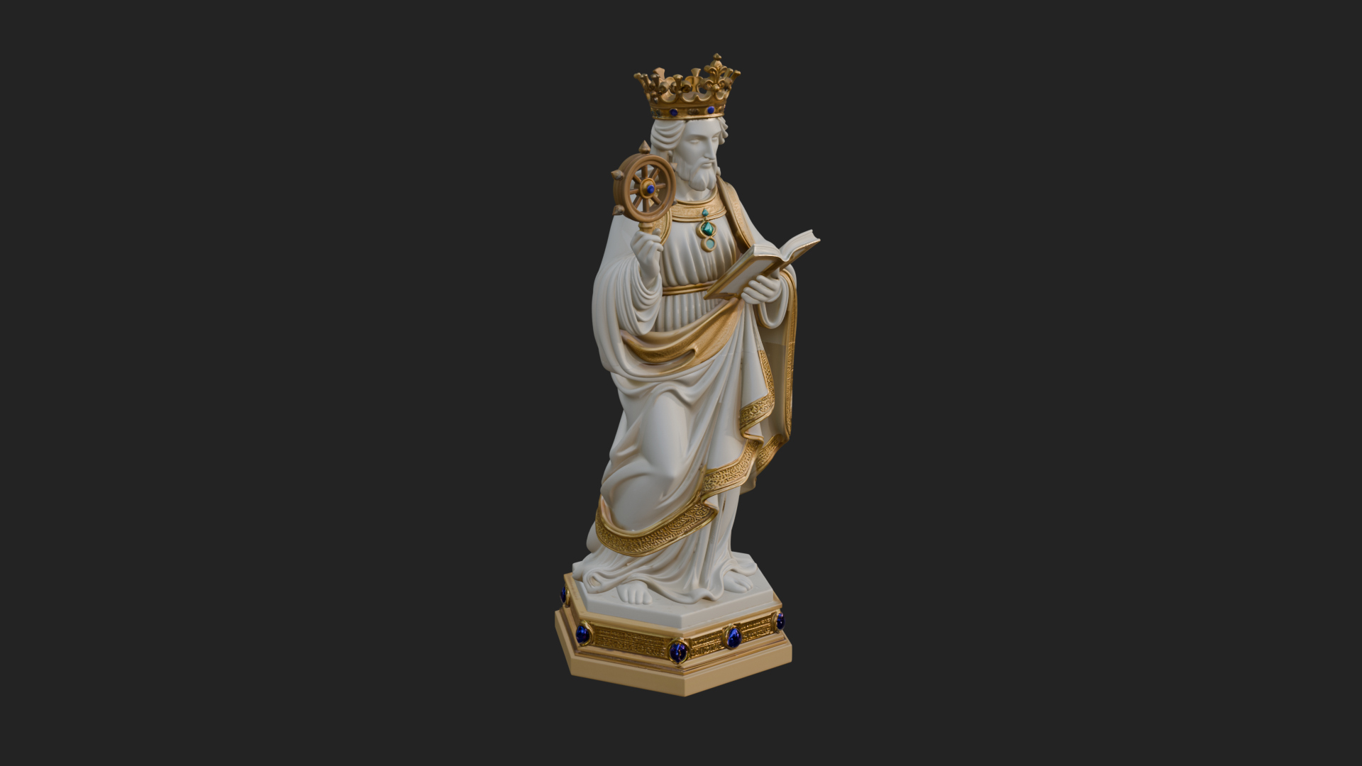 Crowned Saint With Book Statue Design 4 3D Print Model 3D Model