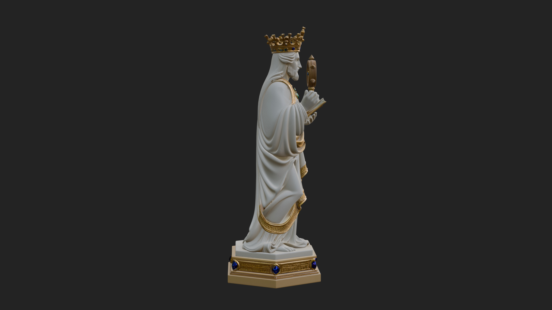 Crowned Saint With Book Statue Design 4 3D Print Model 3D Model