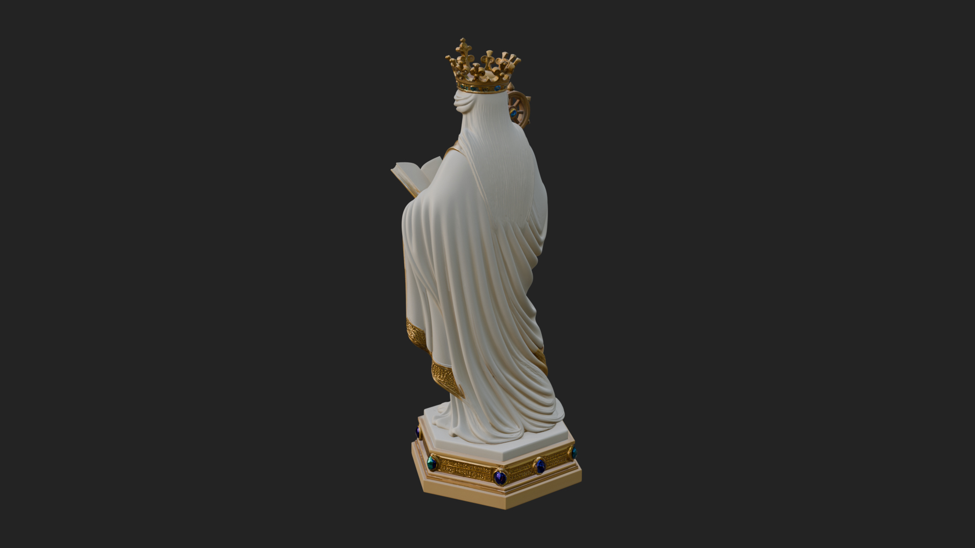 Crowned Saint With Book Statue Design 4 3D Print Model 3D Model