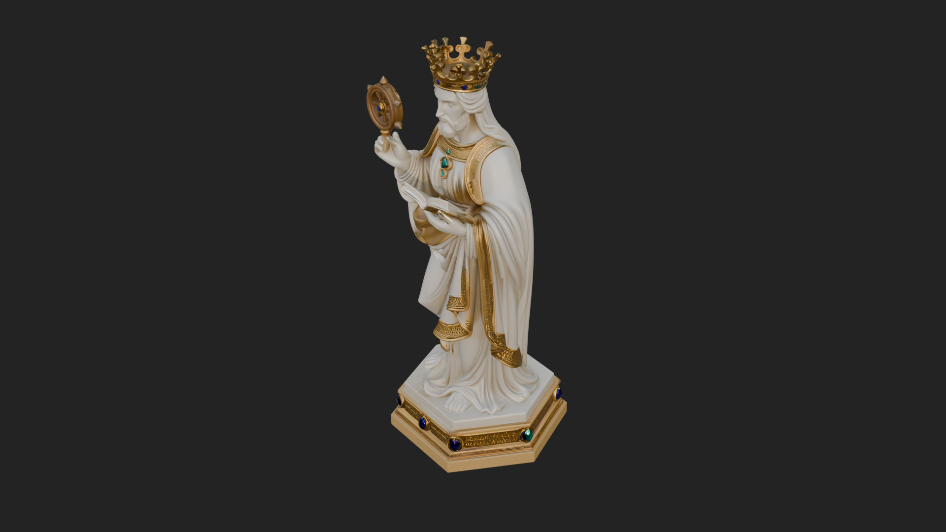 Crowned Saint With Book Statue Design 4 3D Print Model 3D Model