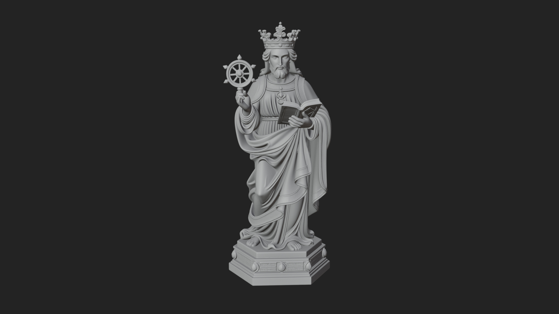 Crowned Saint With Book Statue Design 4 3D Print Model 3D Model