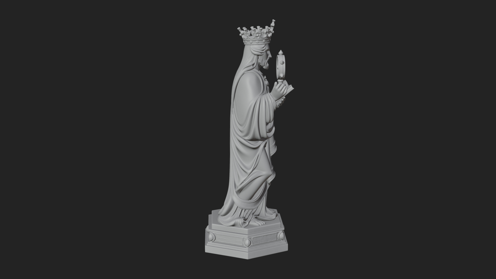 Crowned Saint With Book Statue Design 4 3D Print Model 3D Model