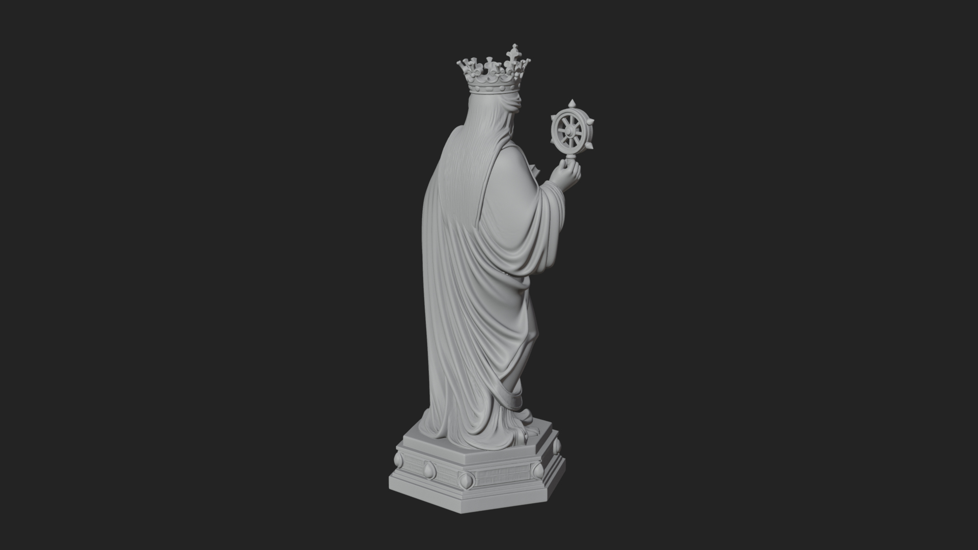 Crowned Saint With Book Statue Design 4 3D Print Model 3D Model