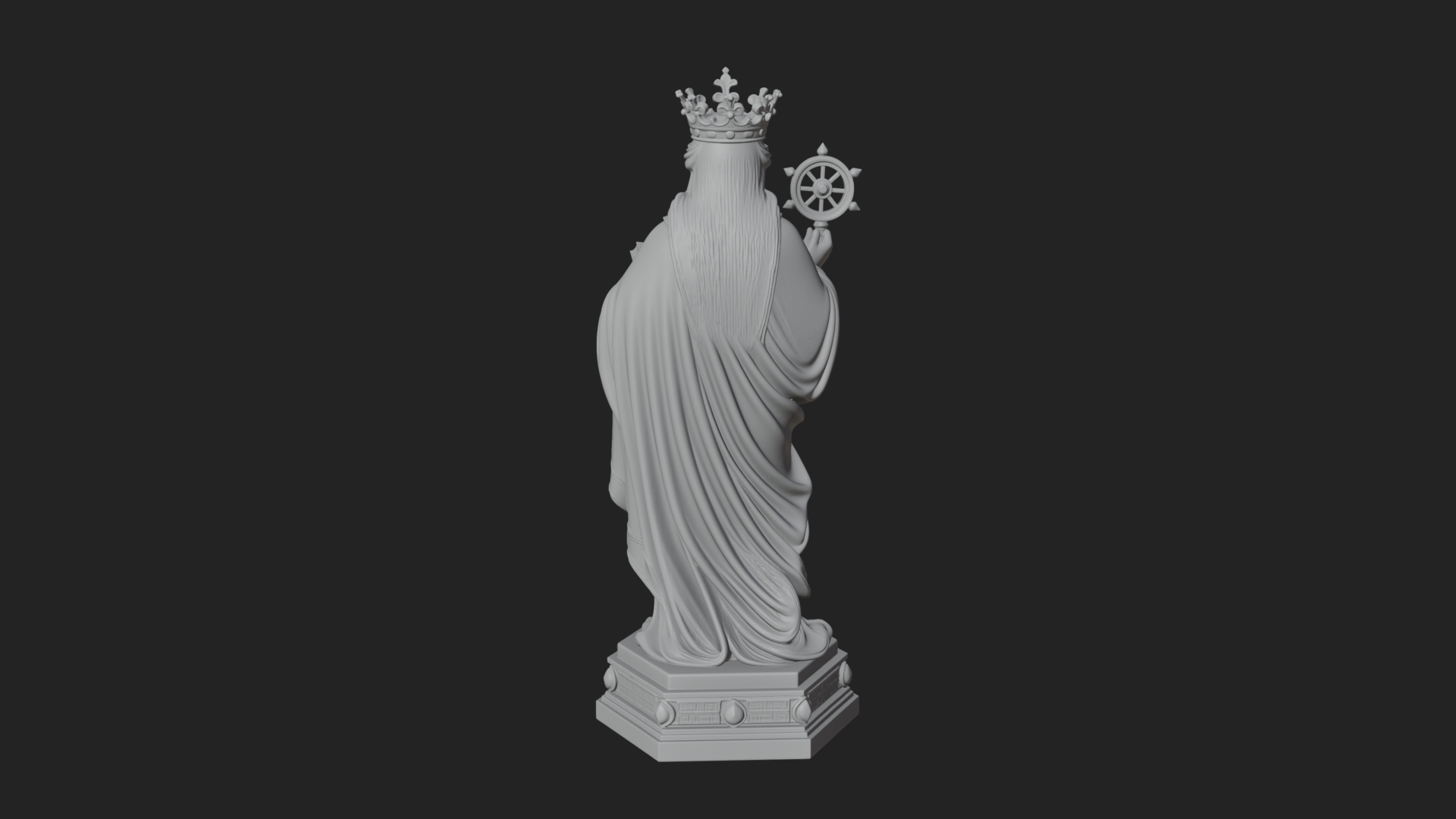 Crowned Saint With Book Statue Design 4 3D Print Model 3D Model