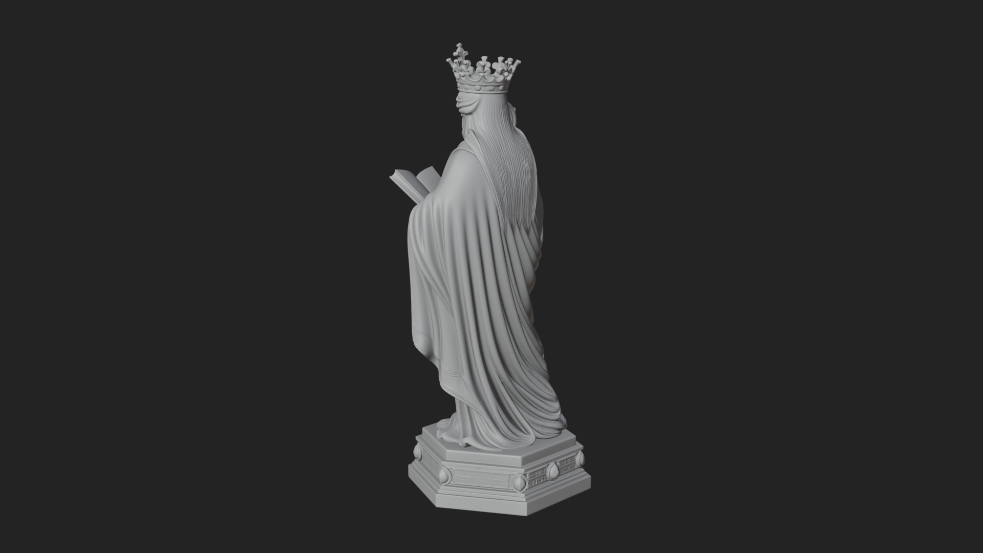 Crowned Saint With Book Statue Design 4 3D Print Model 3D Model