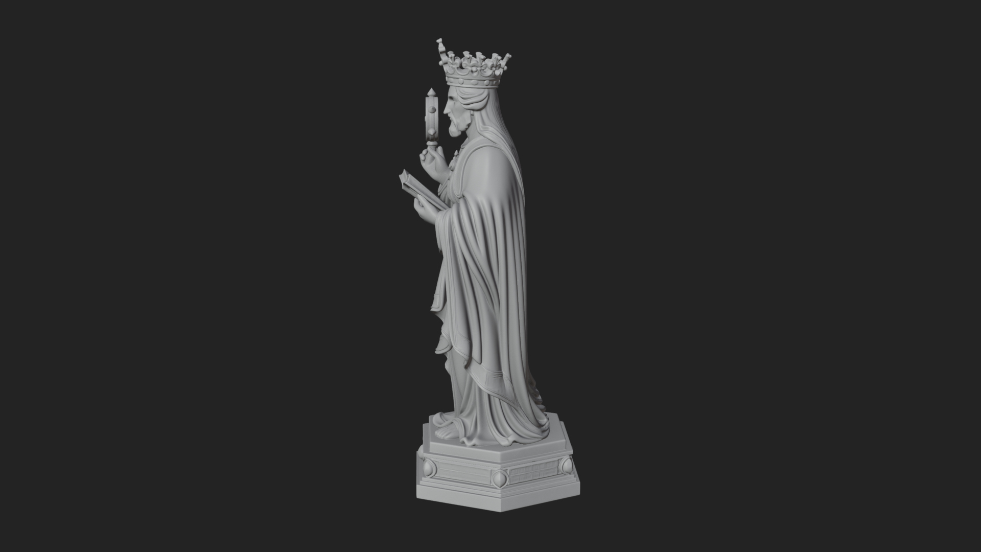 Crowned Saint With Book Statue Design 4 3D Print Model 3D Model