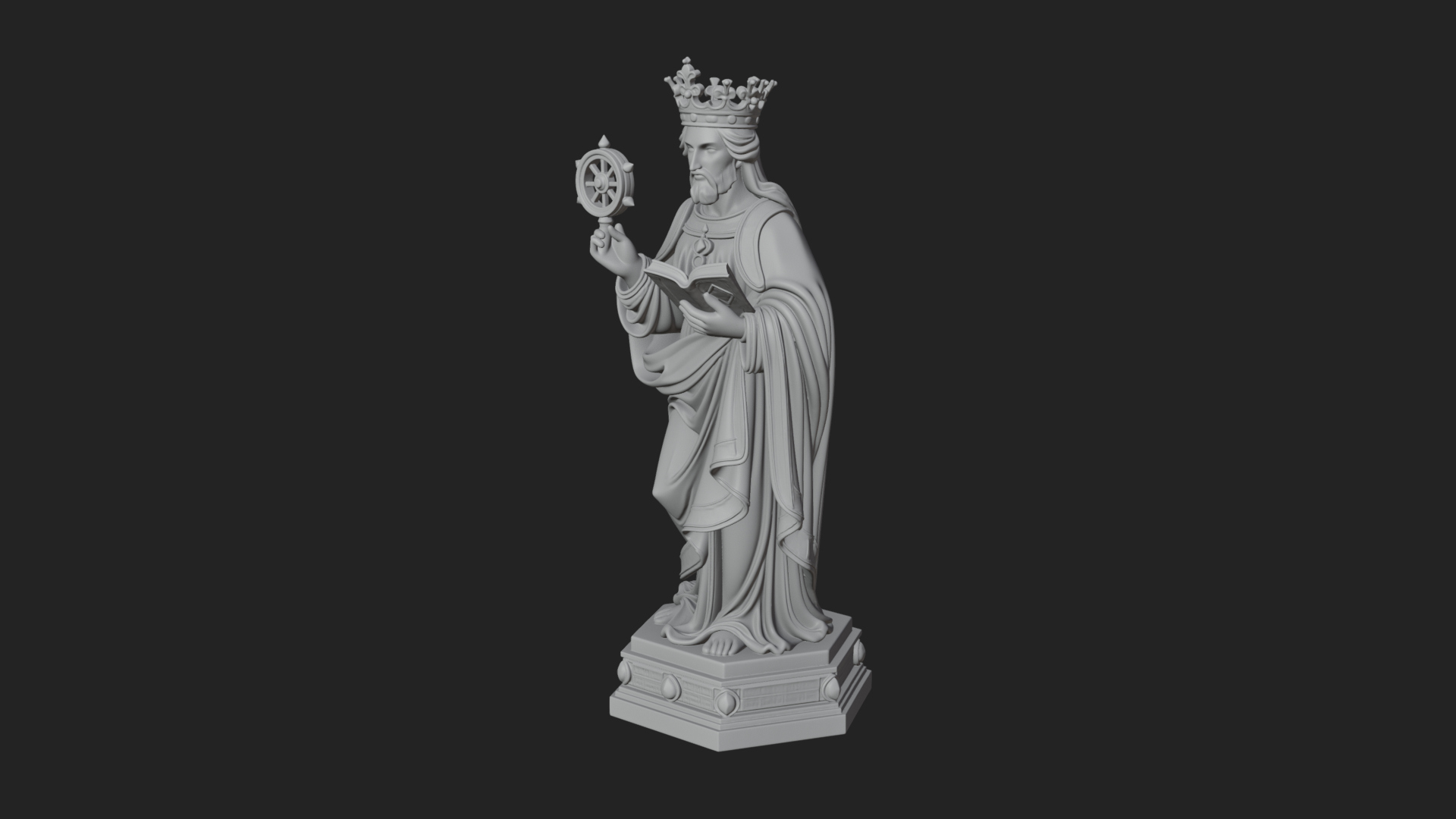 Crowned Saint With Book Statue Design 4 3D Print Model 3D Model