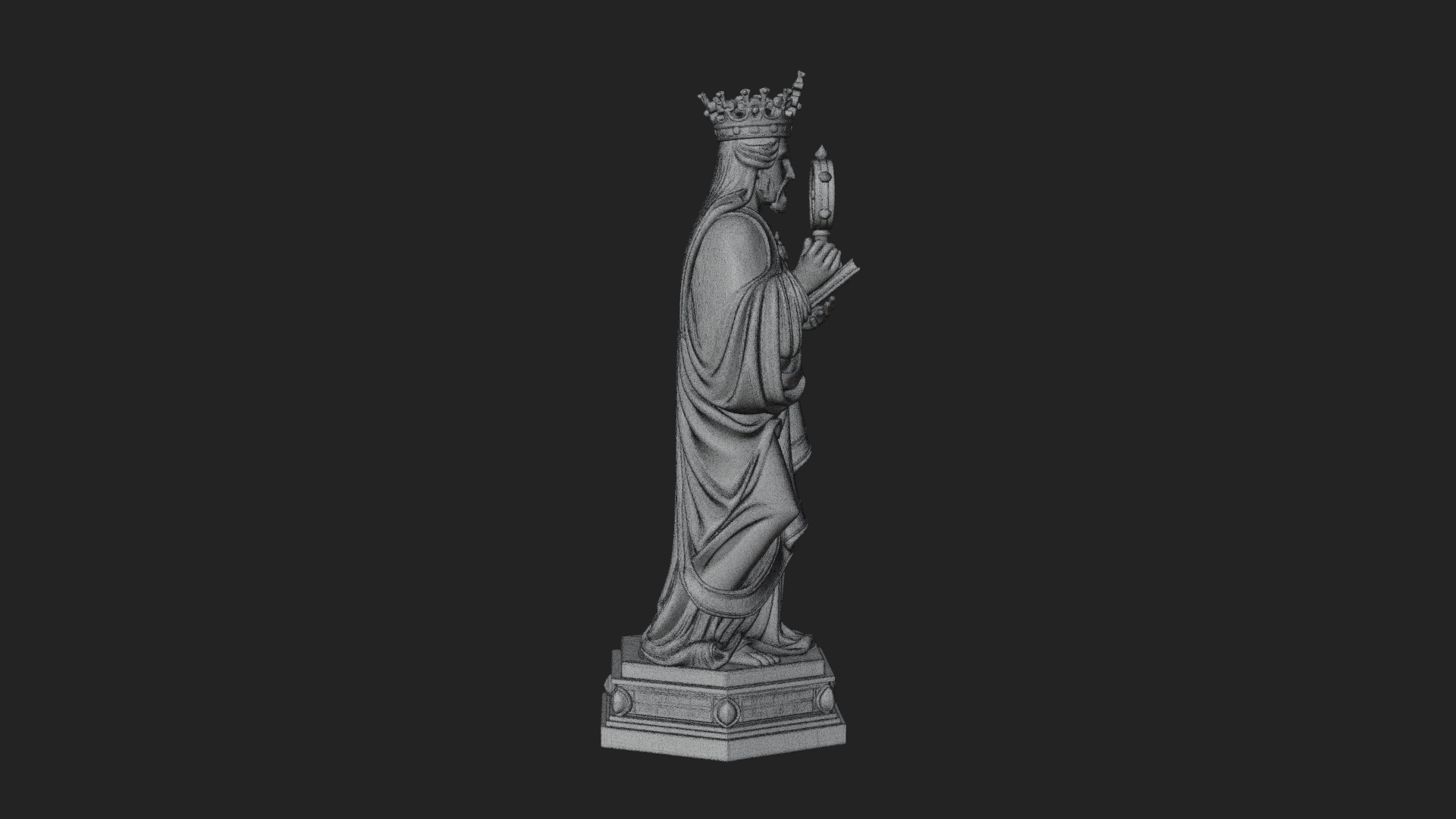 Crowned Saint With Book Statue Design 4 3D Print Model 3D Model