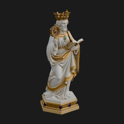 Crowned Saint With Book Statue Design 4 3D Print Model