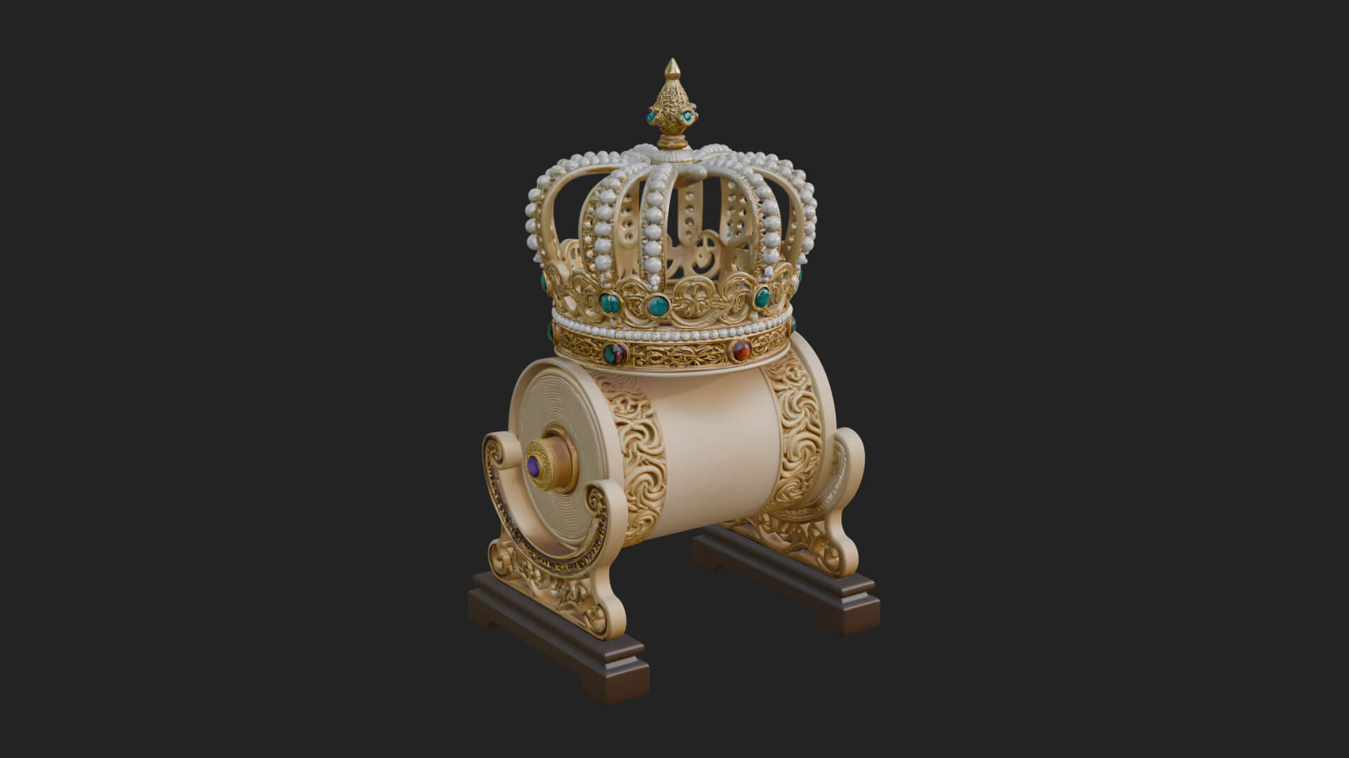 Crowned Scroll Holder Model Design 1 3D Print Model 3D Model