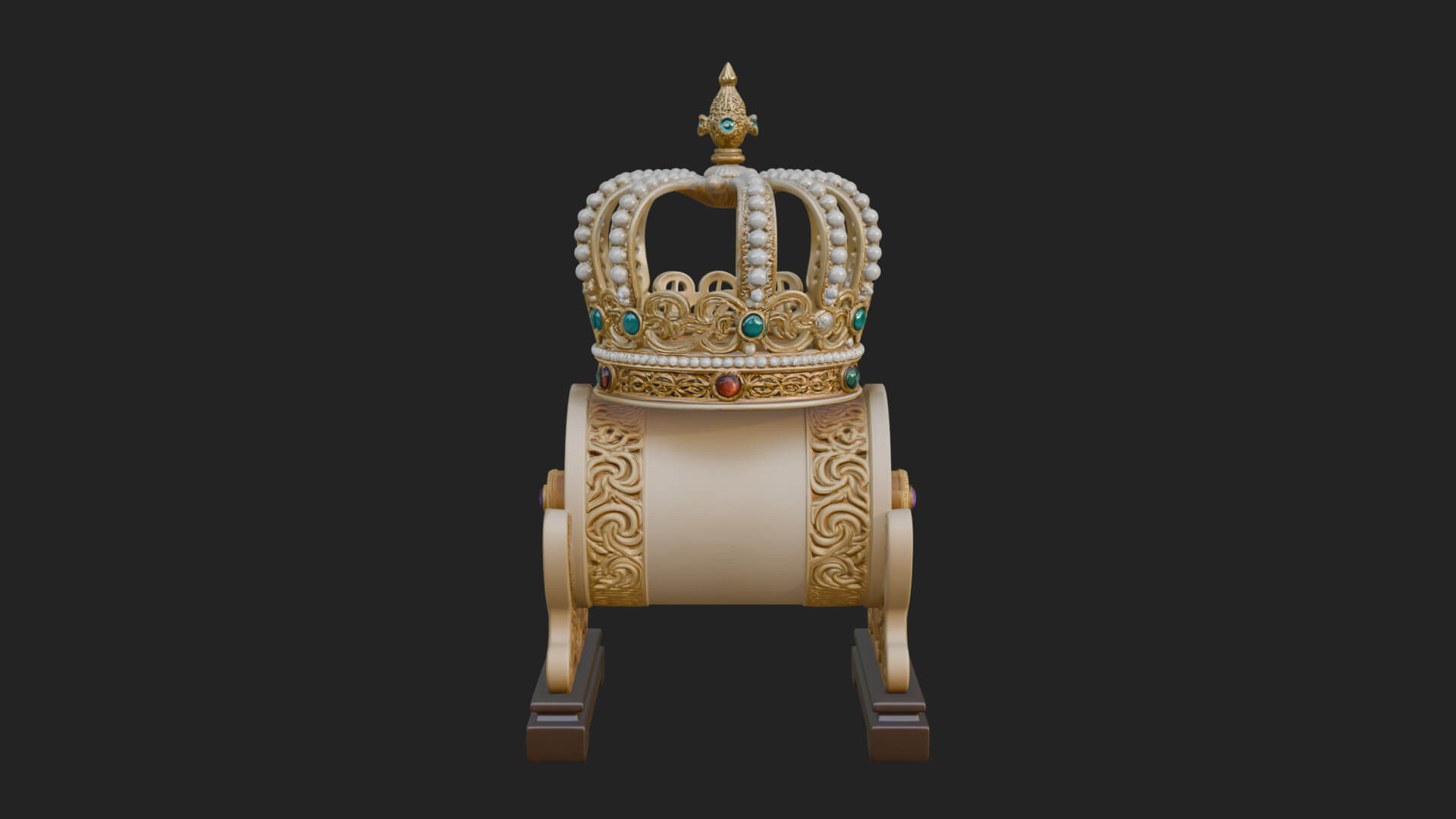 Crowned Scroll Holder Model Design 1 3D Print Model 3D Model