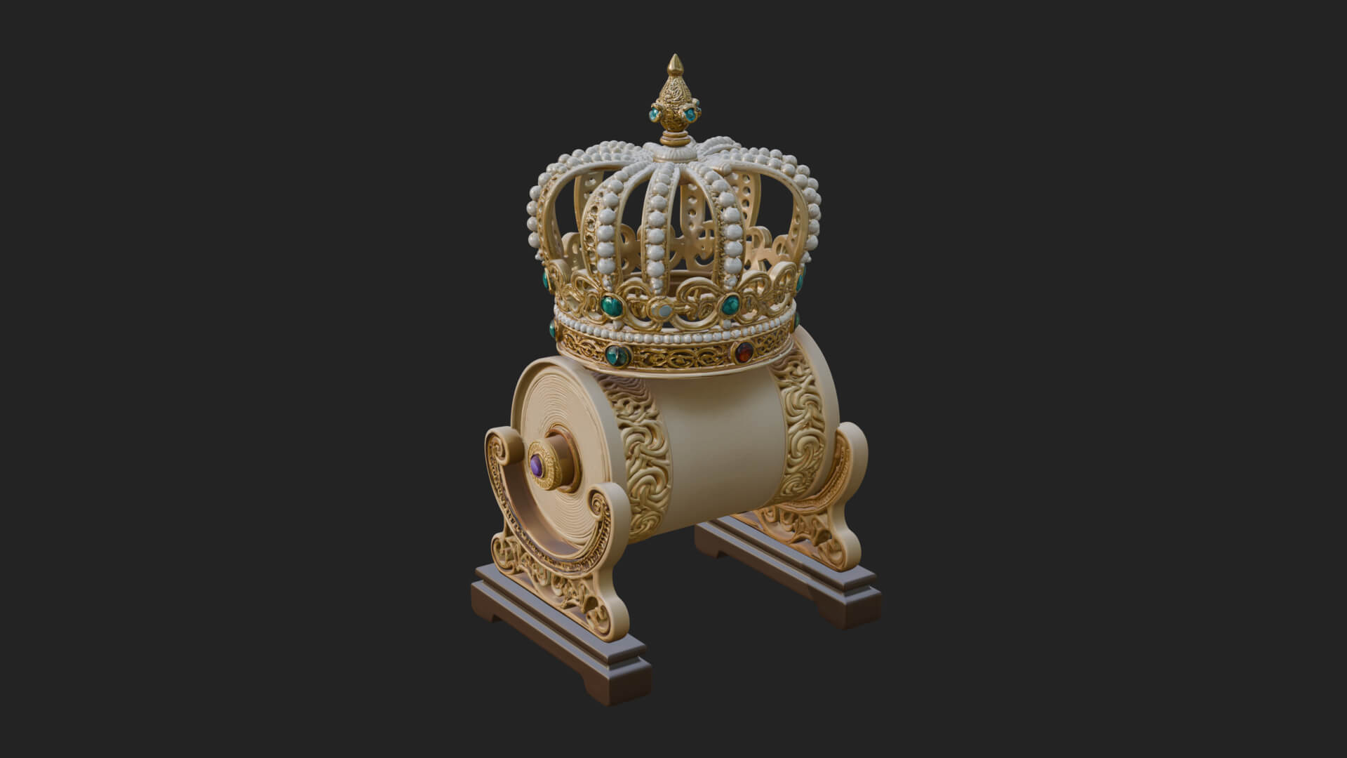 Crowned Scroll Holder Model Design 1 3D Print Model 3D Model