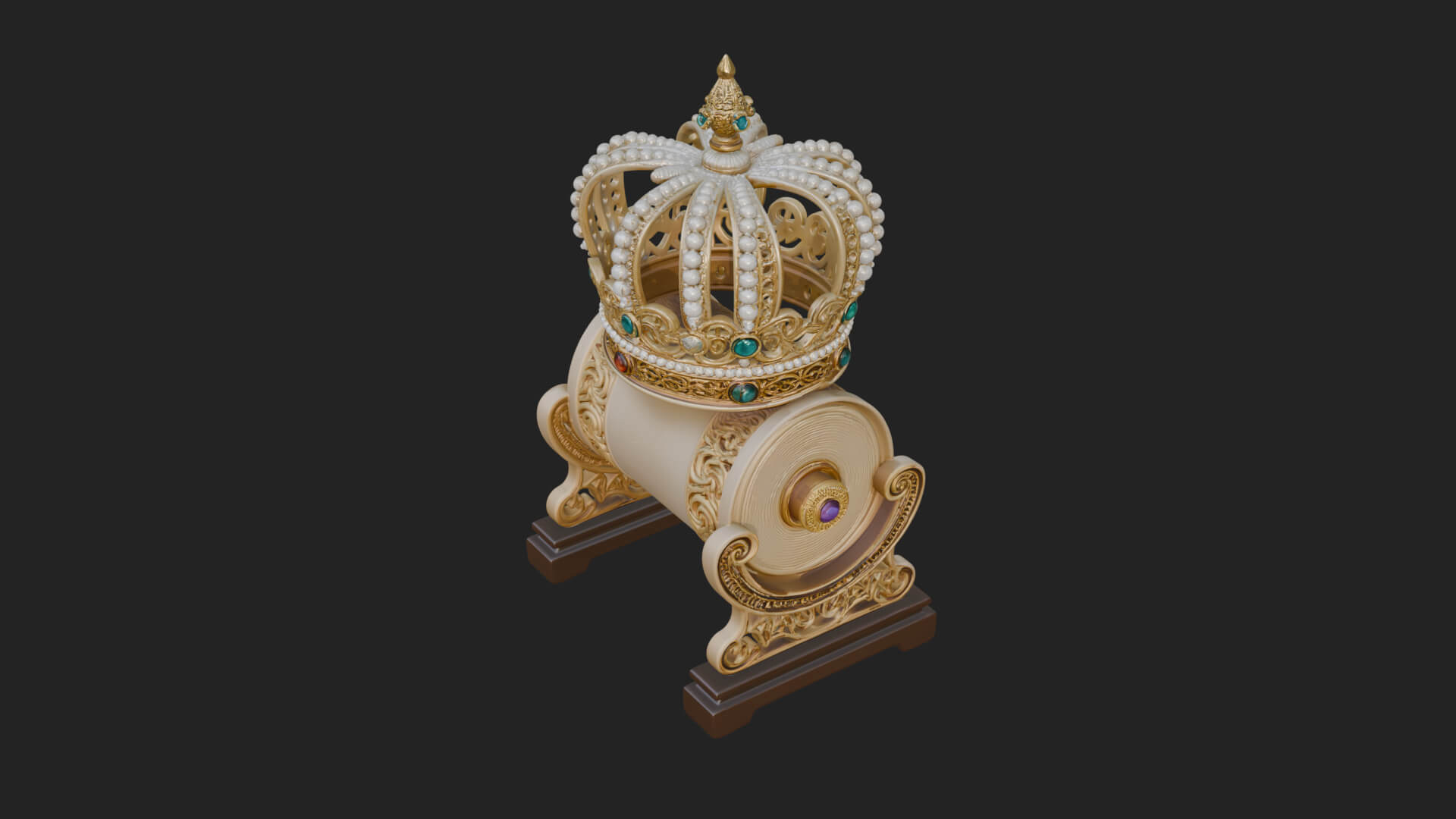 Crowned Scroll Holder Model Design 1 3D Print Model 3D Model