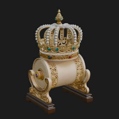 Crowned Scroll Holder Model Design 1 3D Print Model