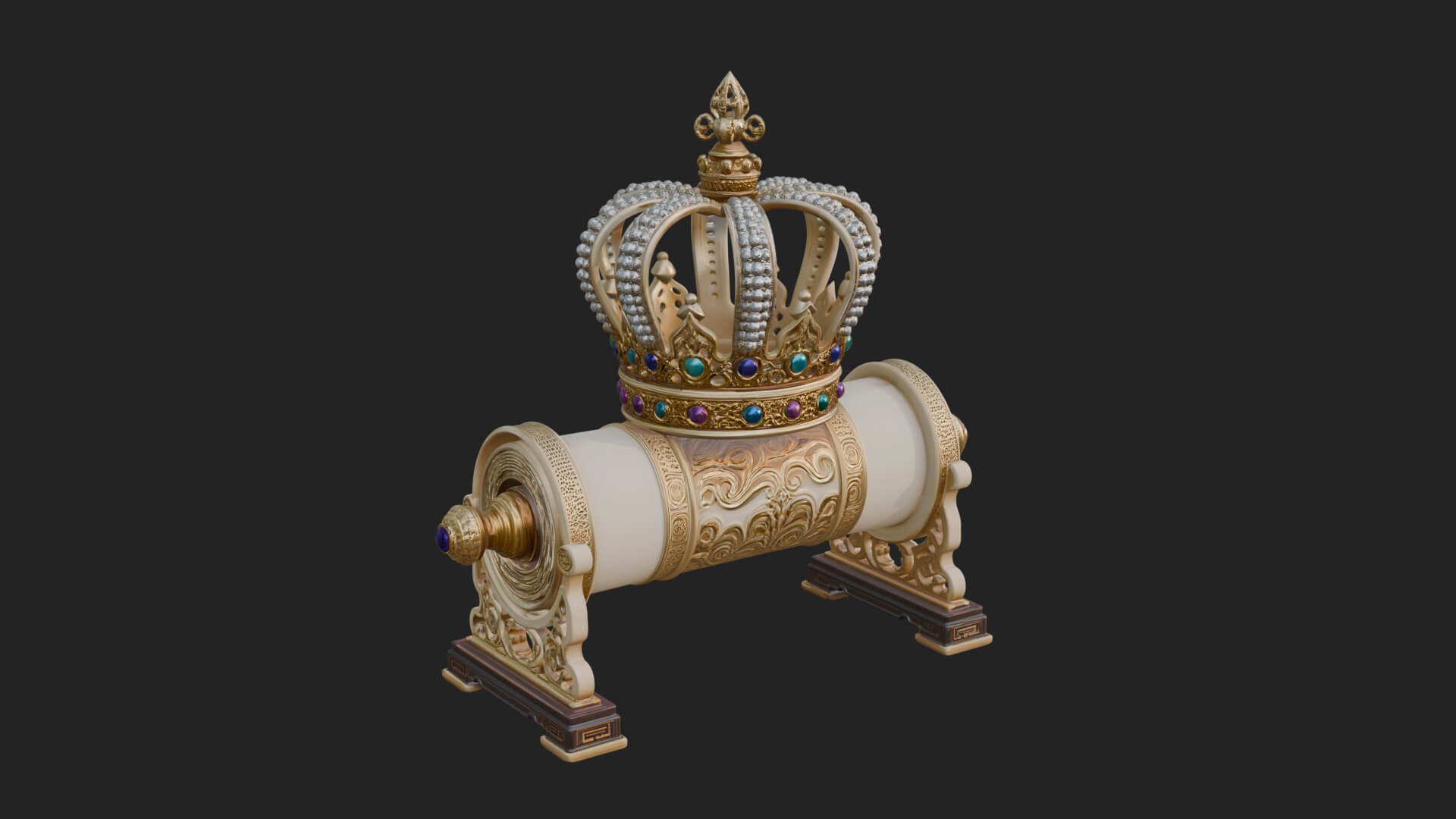 Crowned Scroll Holder Model Design 2 3D Print Model 3D Model