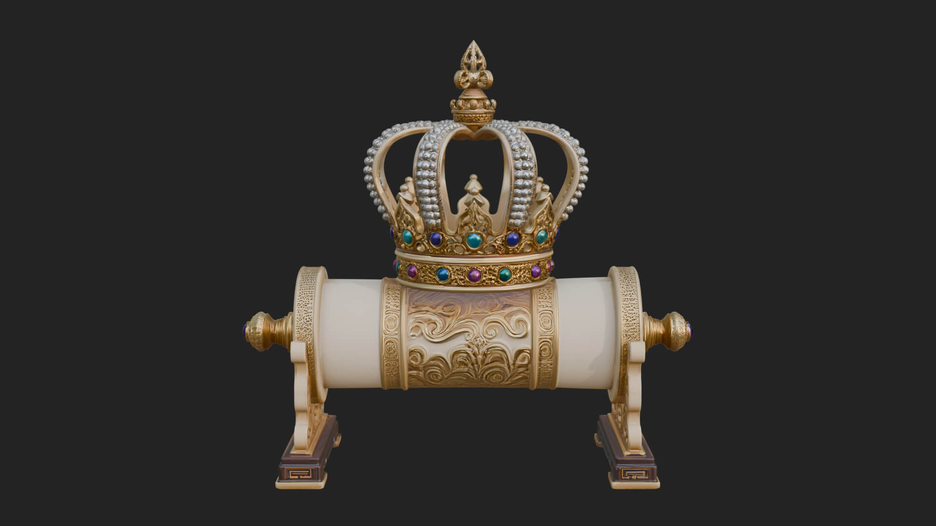 Crowned Scroll Holder Model Design 2 3D Print Model 3D Model