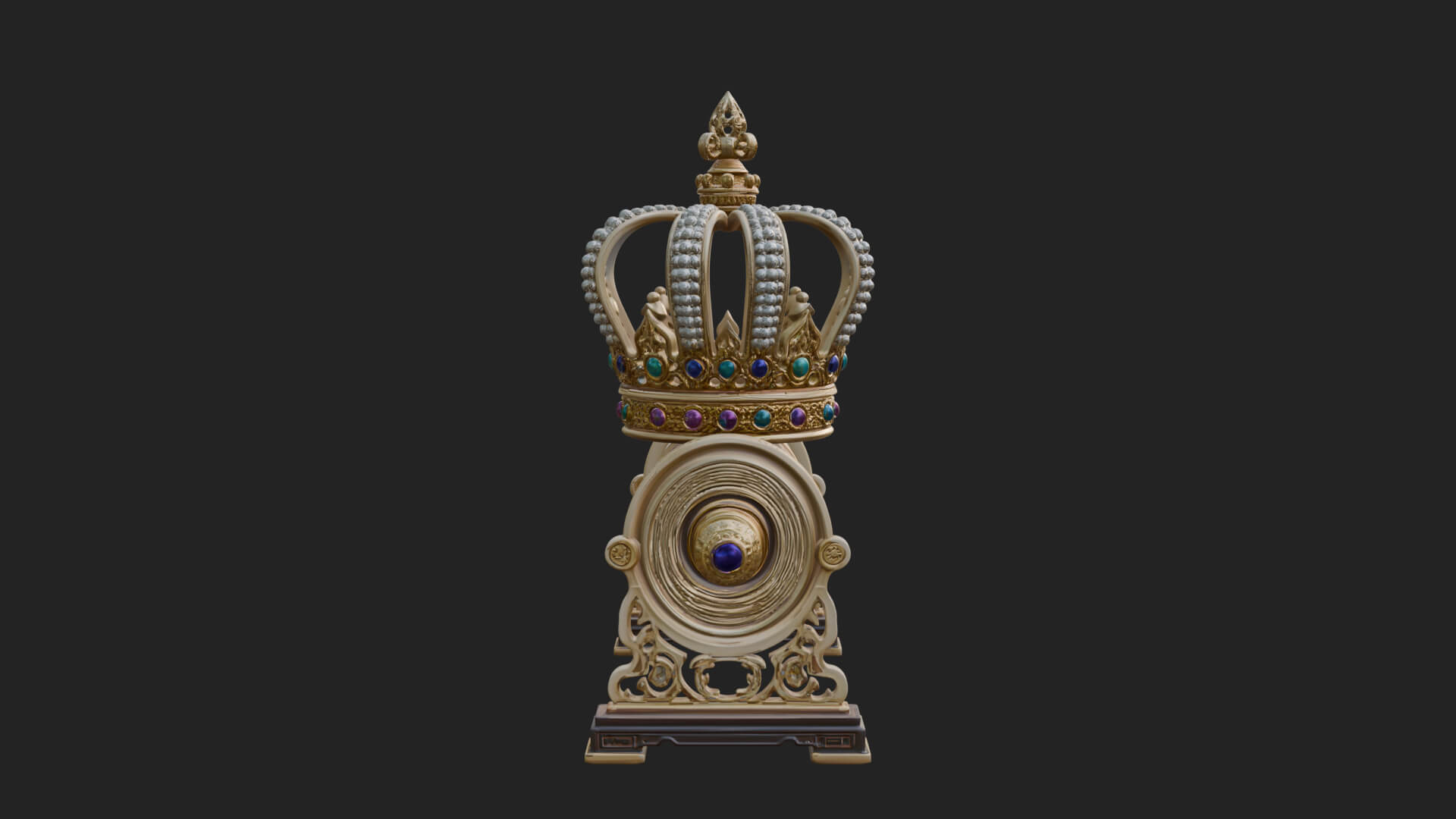 Crowned Scroll Holder Model Design 2 3D Print Model 3D Model