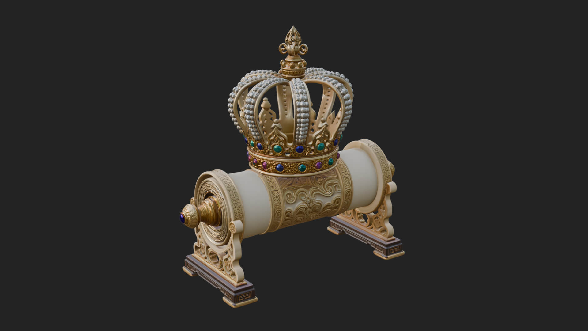 Crowned Scroll Holder Model Design 2 3D Print Model 3D Model