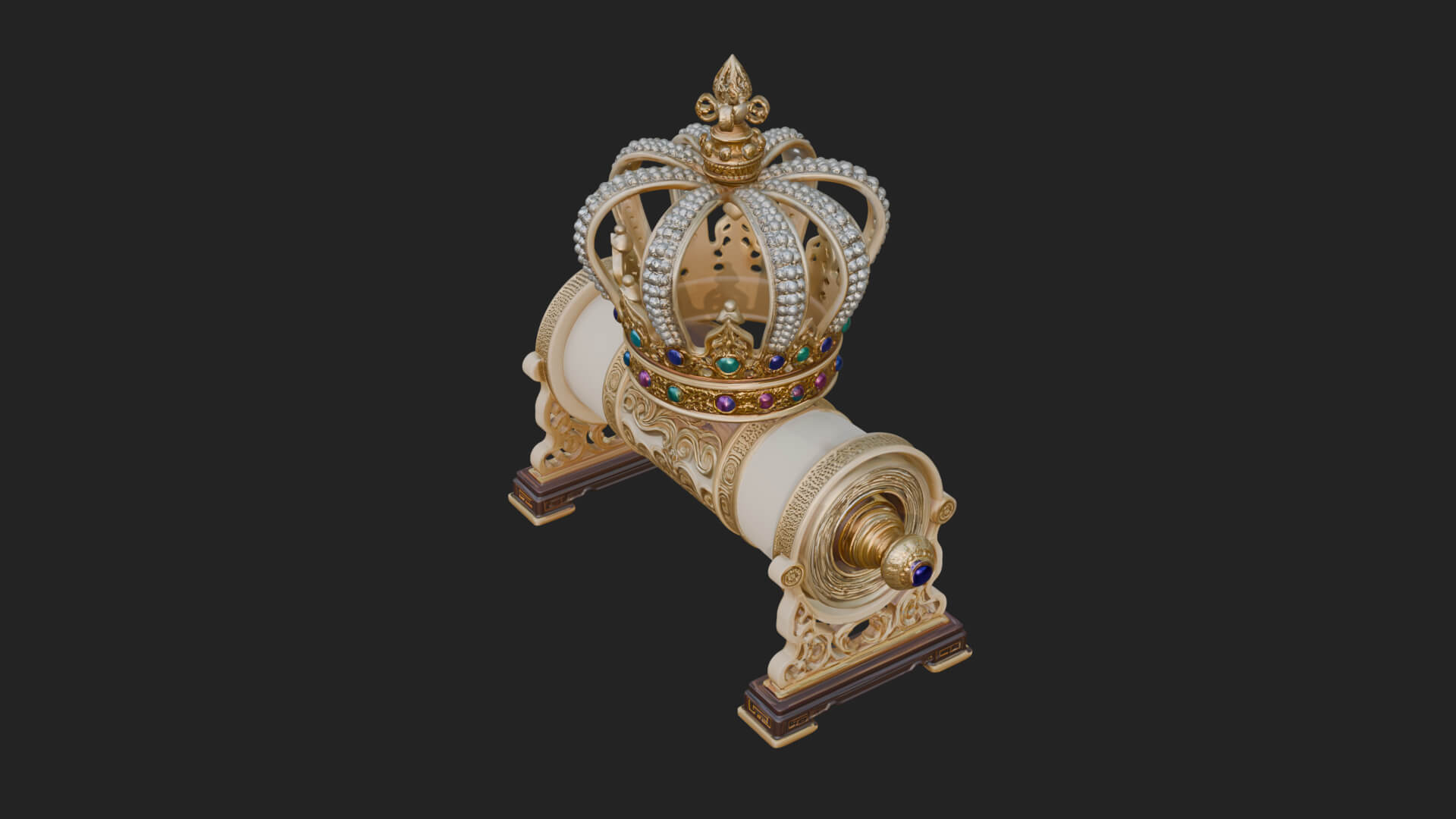 Crowned Scroll Holder Model Design 2 3D Print Model 3D Model