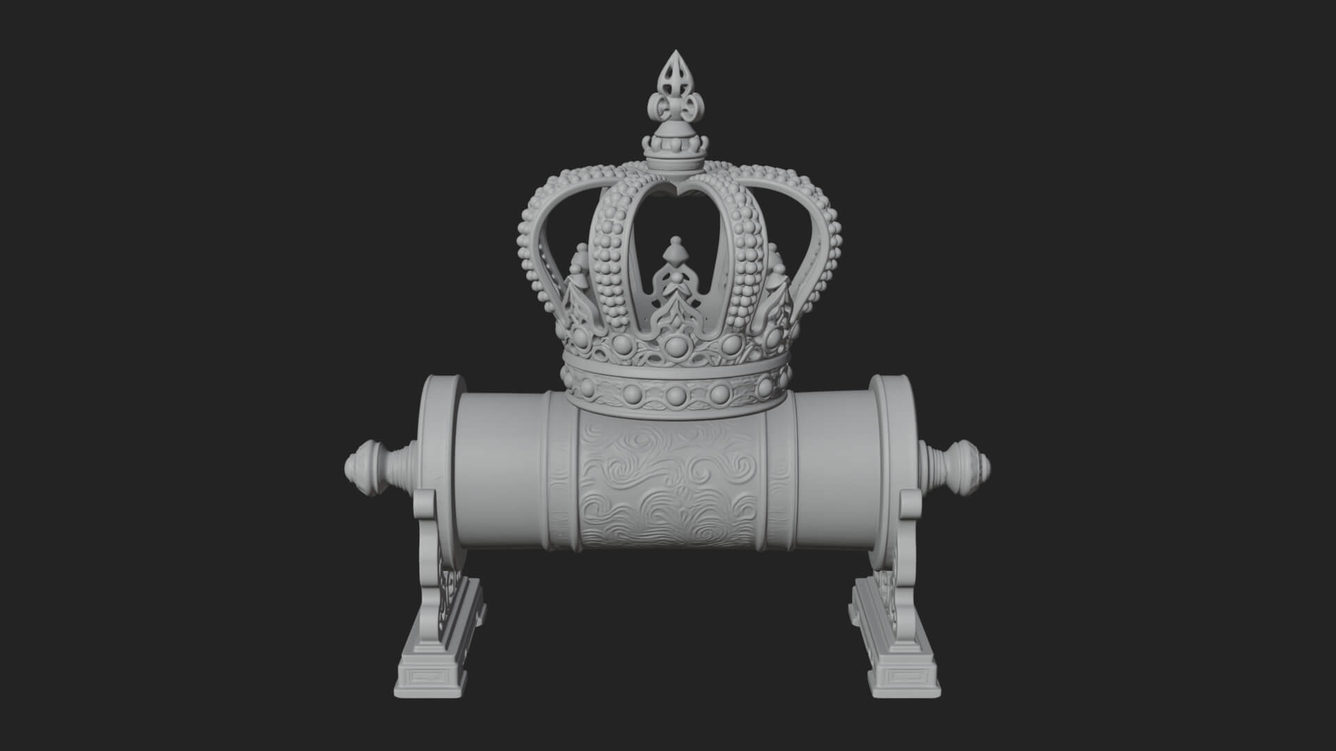 Crowned Scroll Holder Model Design 2 3D Print Model 3D Model