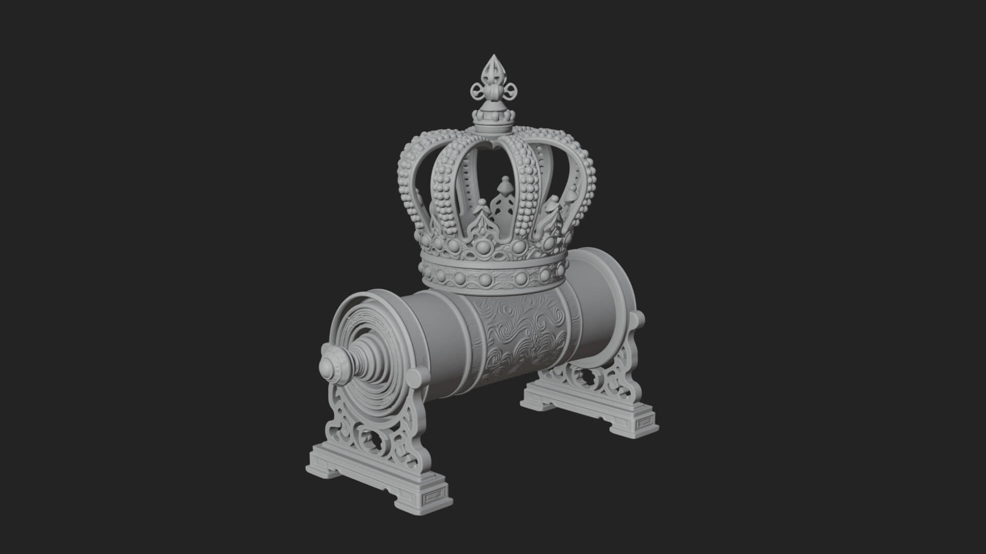 Crowned Scroll Holder Model Design 2 3D Print Model 3D Model