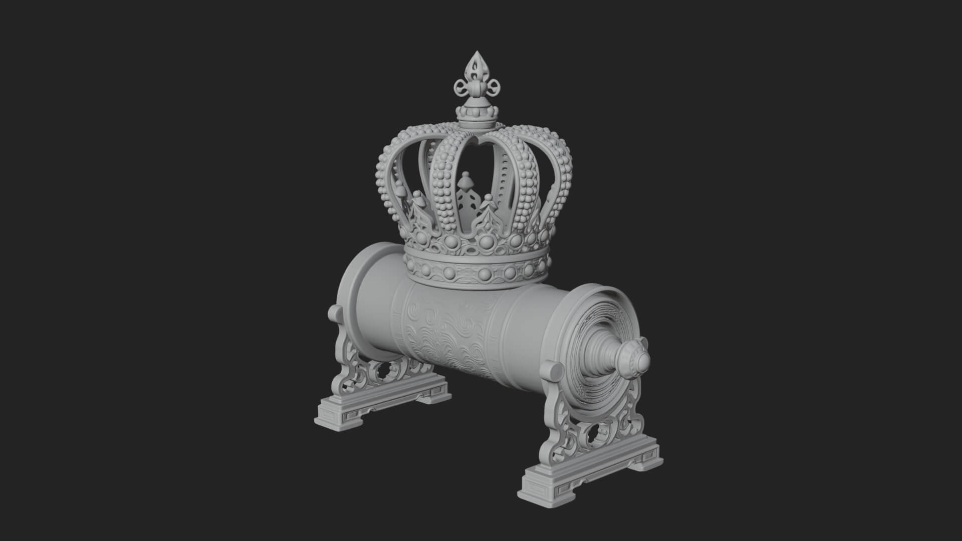 Crowned Scroll Holder Model Design 2 3D Print Model 3D Model