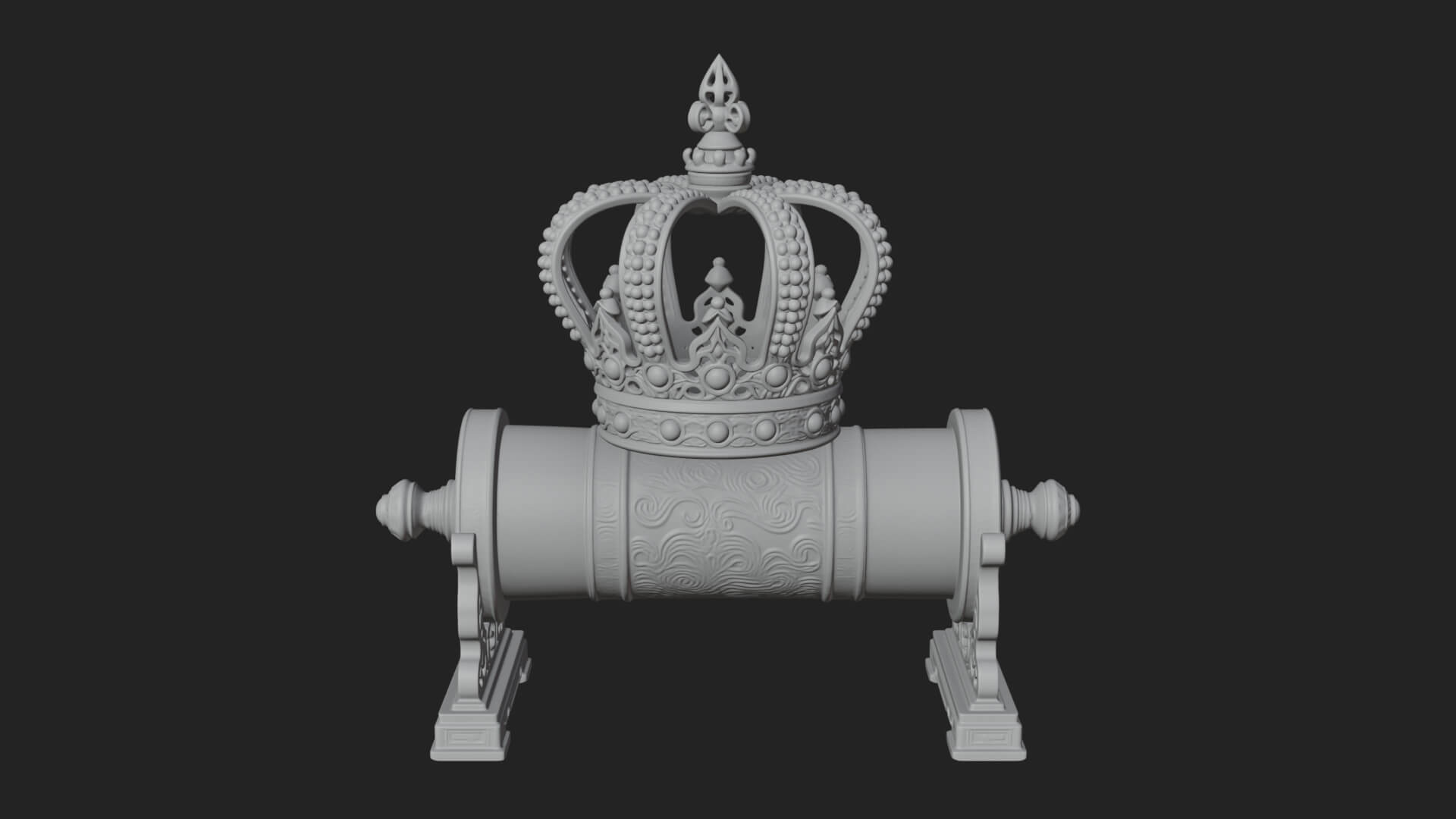 Crowned Scroll Holder Model Design 2 3D Print Model 3D Model
