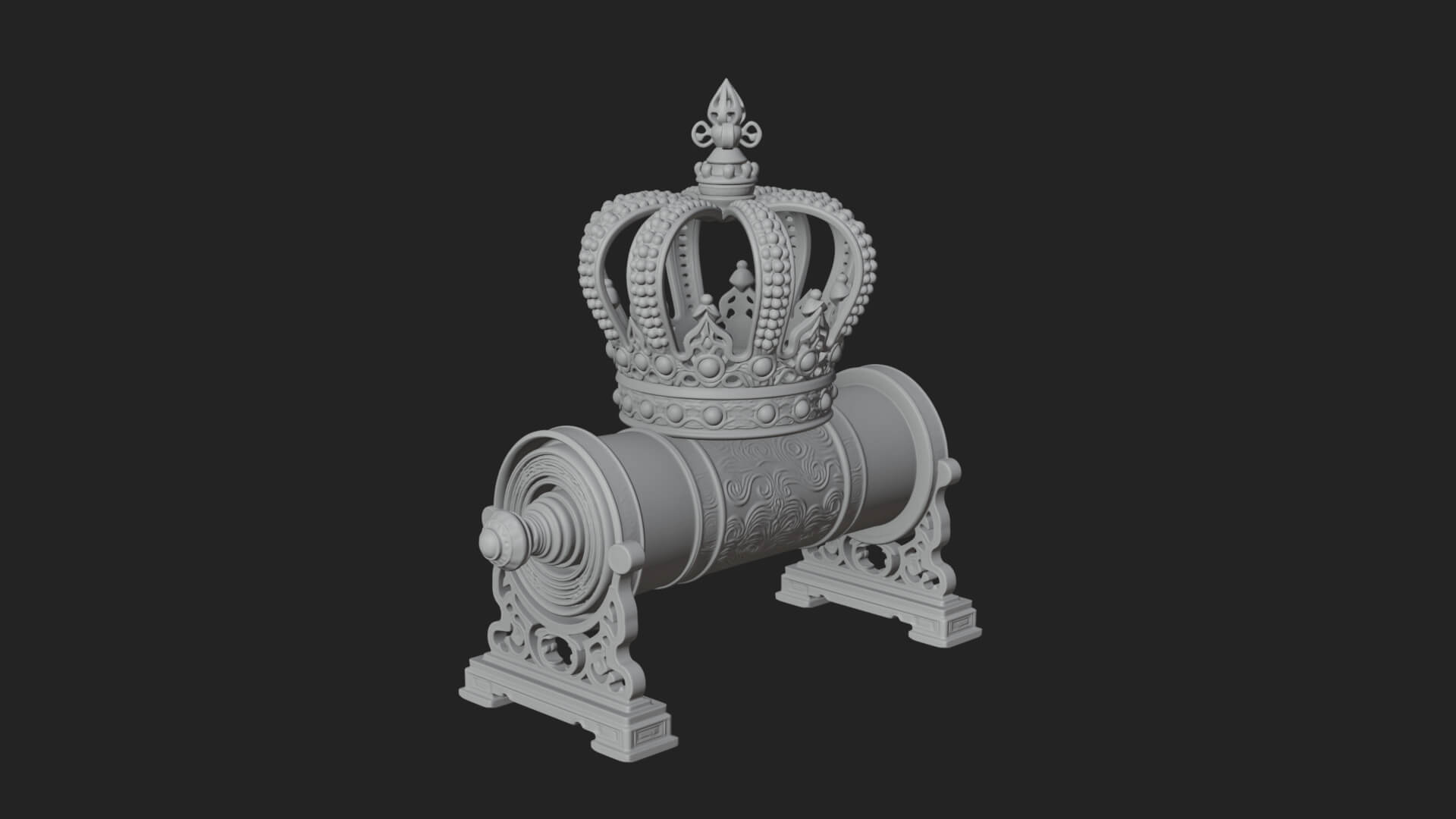 Crowned Scroll Holder Model Design 2 3D Print Model 3D Model