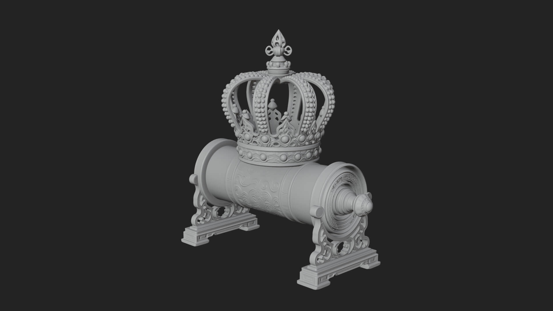 Crowned Scroll Holder Model Design 2 3D Print Model 3D Model
