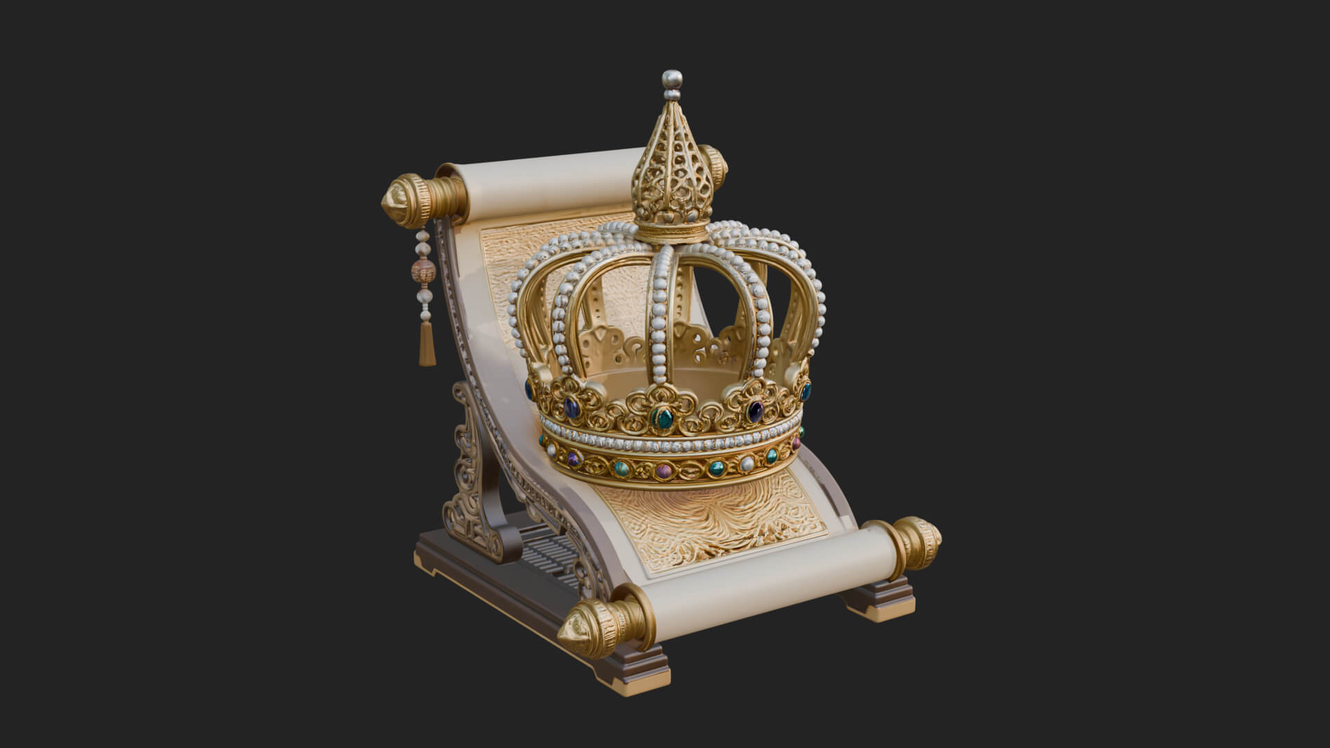 Crowned Scroll Holder Model Design 3 3D Print Model 3D Model